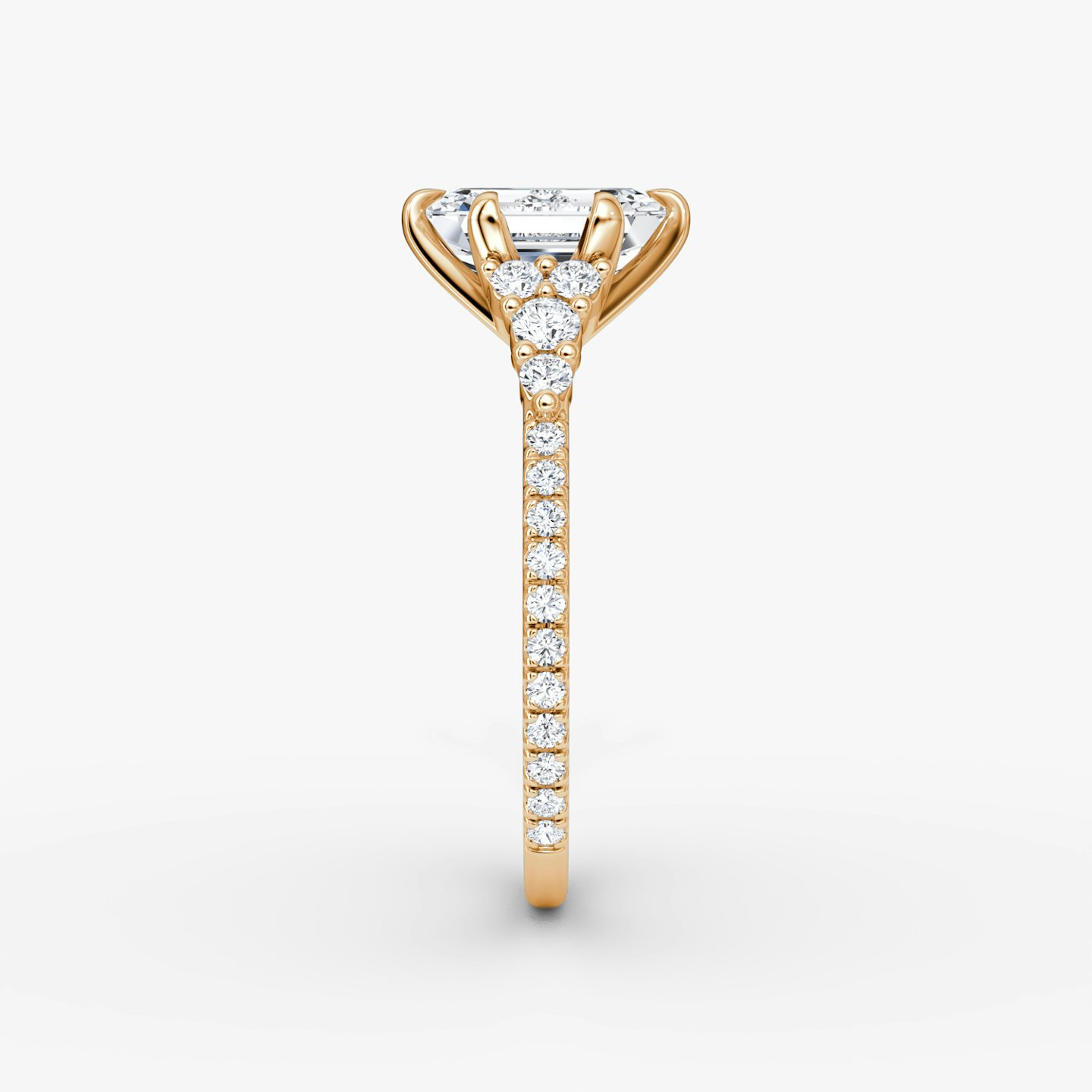 The Round Cluster Heirloom | Emerald | 14k | Rose Gold | bandAccent: Pavé | diamondOrientation: vertical | caratWeight: other