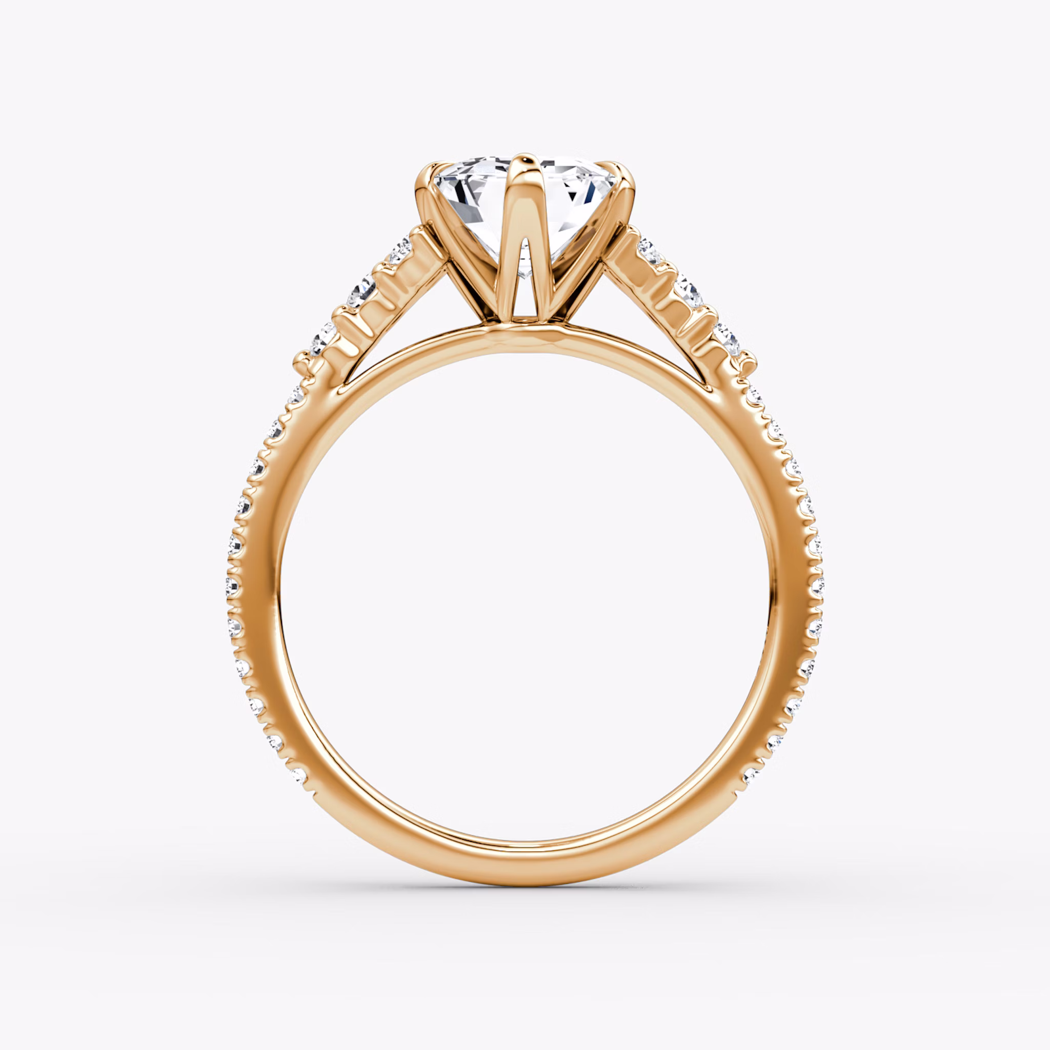 The Round Cluster Heirloom | Emerald | 14k | Roségold | bandAccent: Mit Pavé-Besatz | diamondOrientation: vertical | caratWeight: other