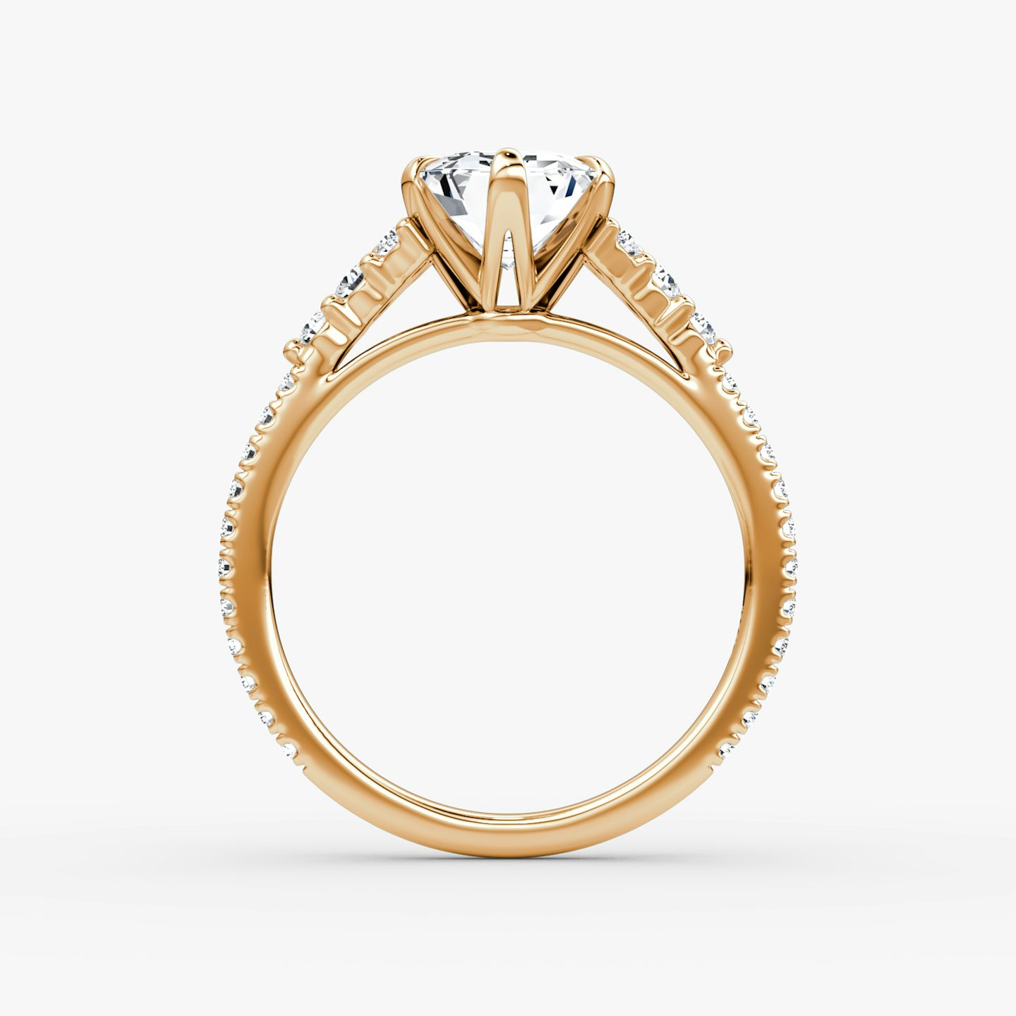 The Round Cluster Heirloom | Emerald | 14k | Rose Gold | bandAccent: Pavé | diamondOrientation: vertical | caratWeight: other