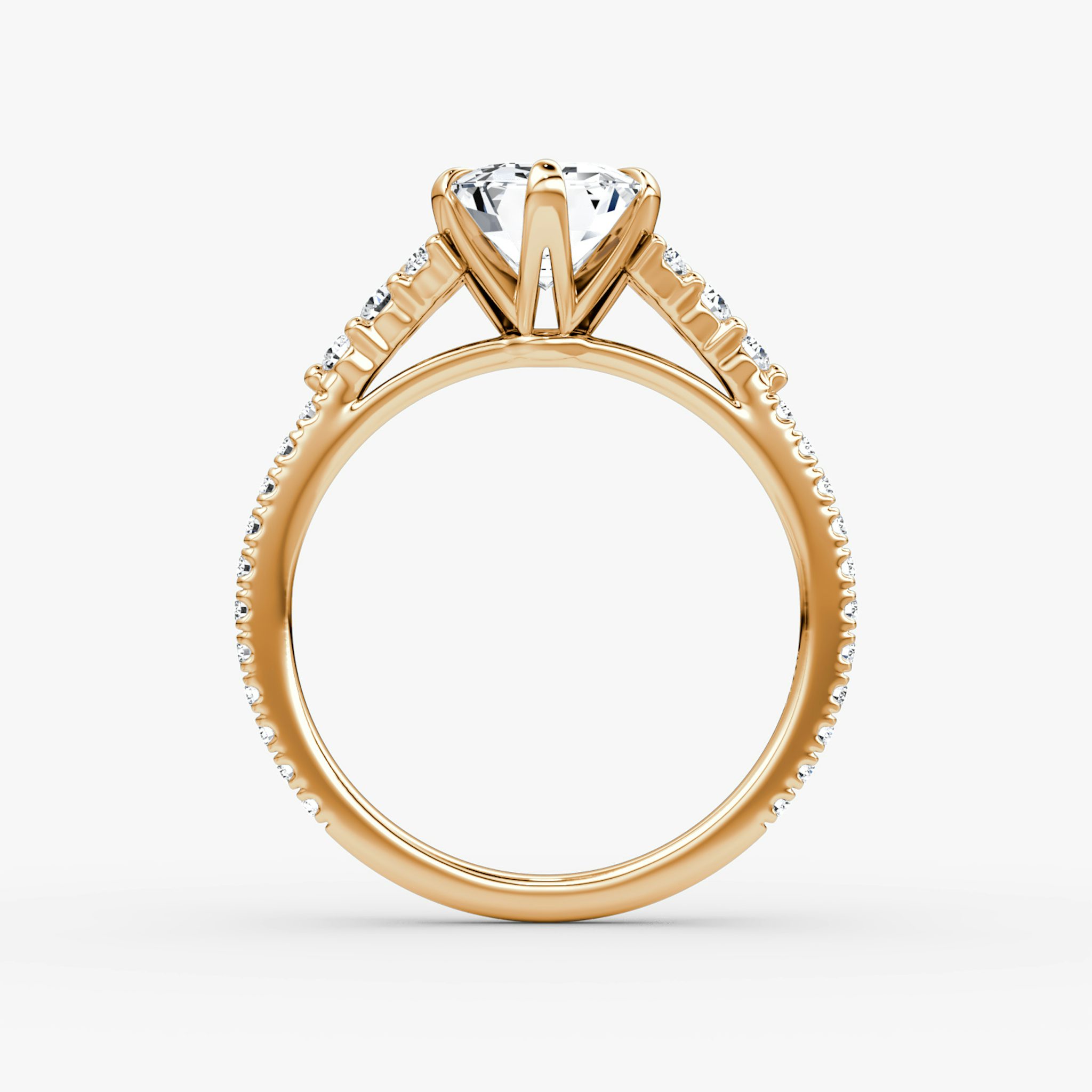 The Round Cluster Heirloom | Emerald | 14k | Roségold | bandAccent: Mit Pavé-Besatz | diamondOrientation: vertical | caratWeight: other