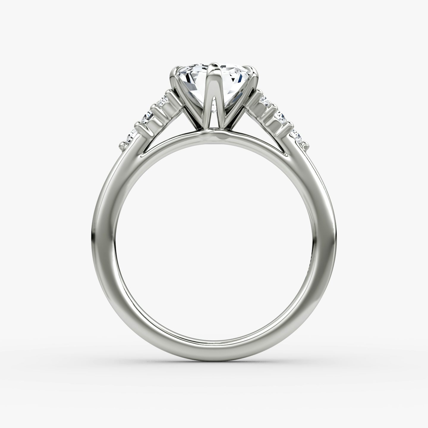 The Round Cluster Heirloom | Emerald | 18k | White Gold | bandAccent: Plain | diamondOrientation: vertical | caratWeight: other