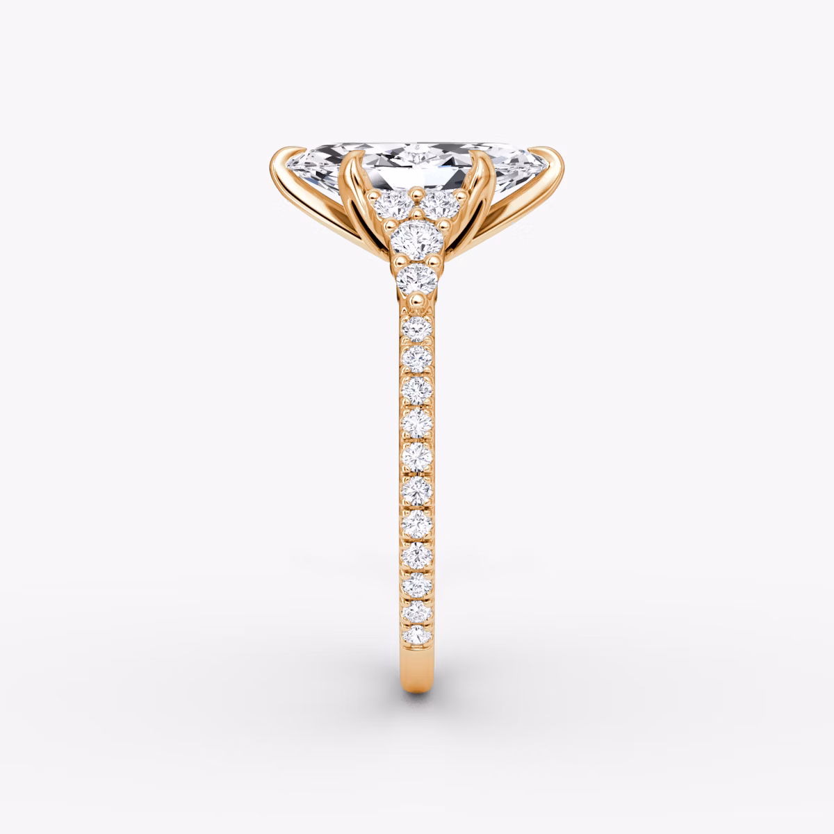 The Round Cluster Heirloom | Marquise | 14k | Rose Gold | bandAccent: Pavé | diamondOrientation: vertical | caratWeight: other