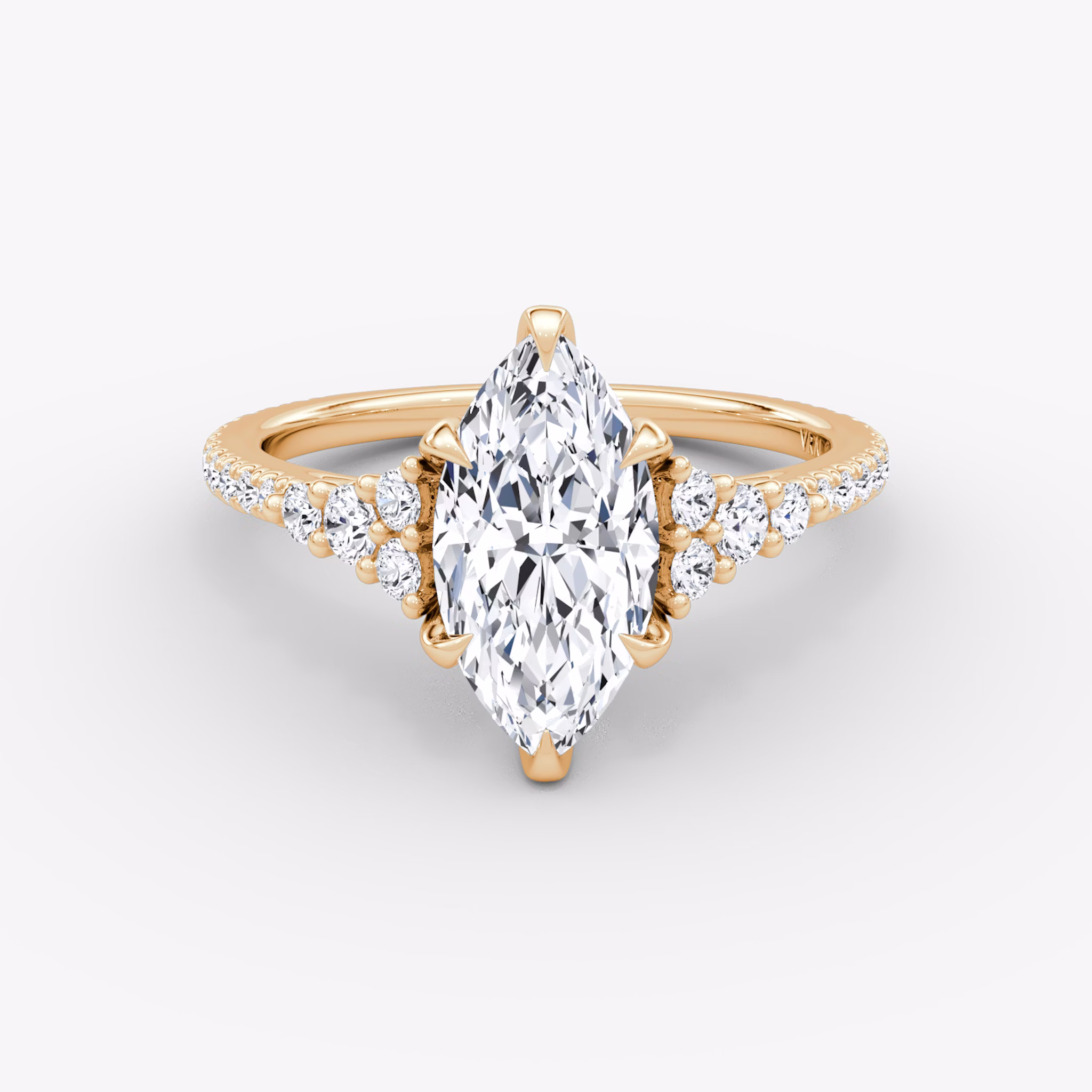 The Round Cluster Heirloom | Marquise | 14k | Roségold | bandAccent: Mit Pavé-Besatz | diamondOrientation: vertical | caratWeight: other