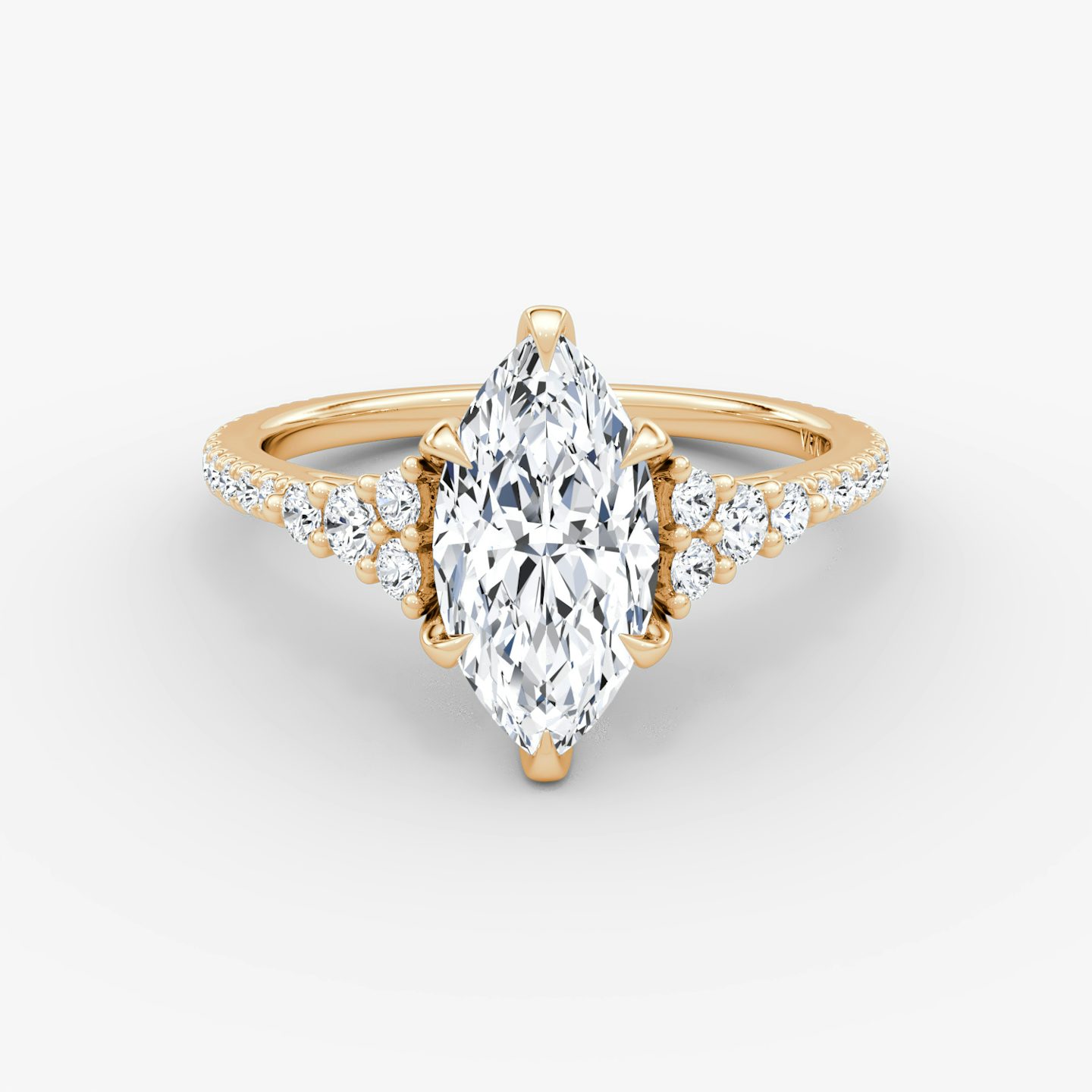 The Round Cluster Heirloom | Marquise | 14k | Rose Gold | bandAccent: Pavé | diamondOrientation: vertical | caratWeight: other