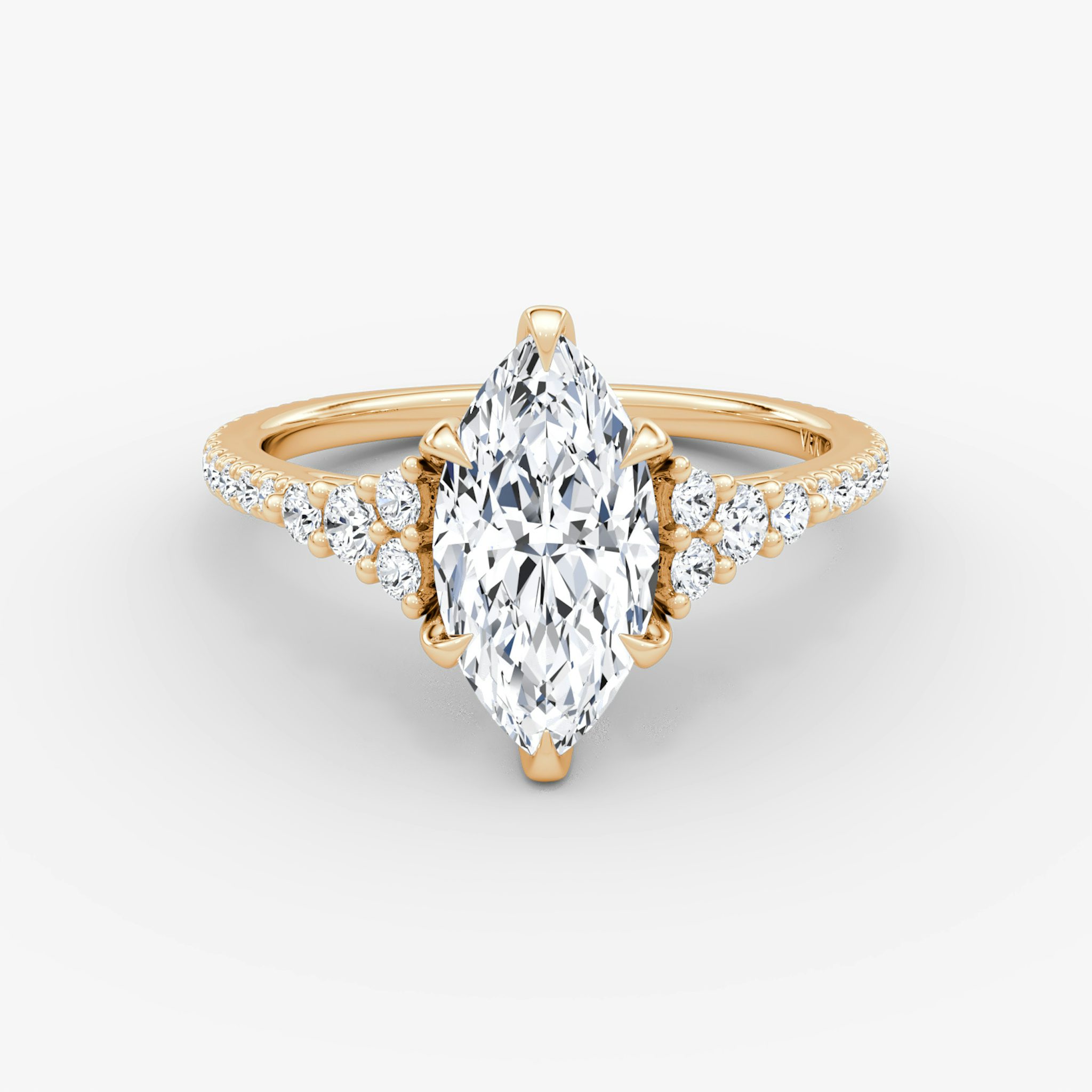 The Round Cluster Heirloom | Marquise | 14k | Roségold | bandAccent: Mit Pavé-Besatz | diamondOrientation: vertical | caratWeight: other
