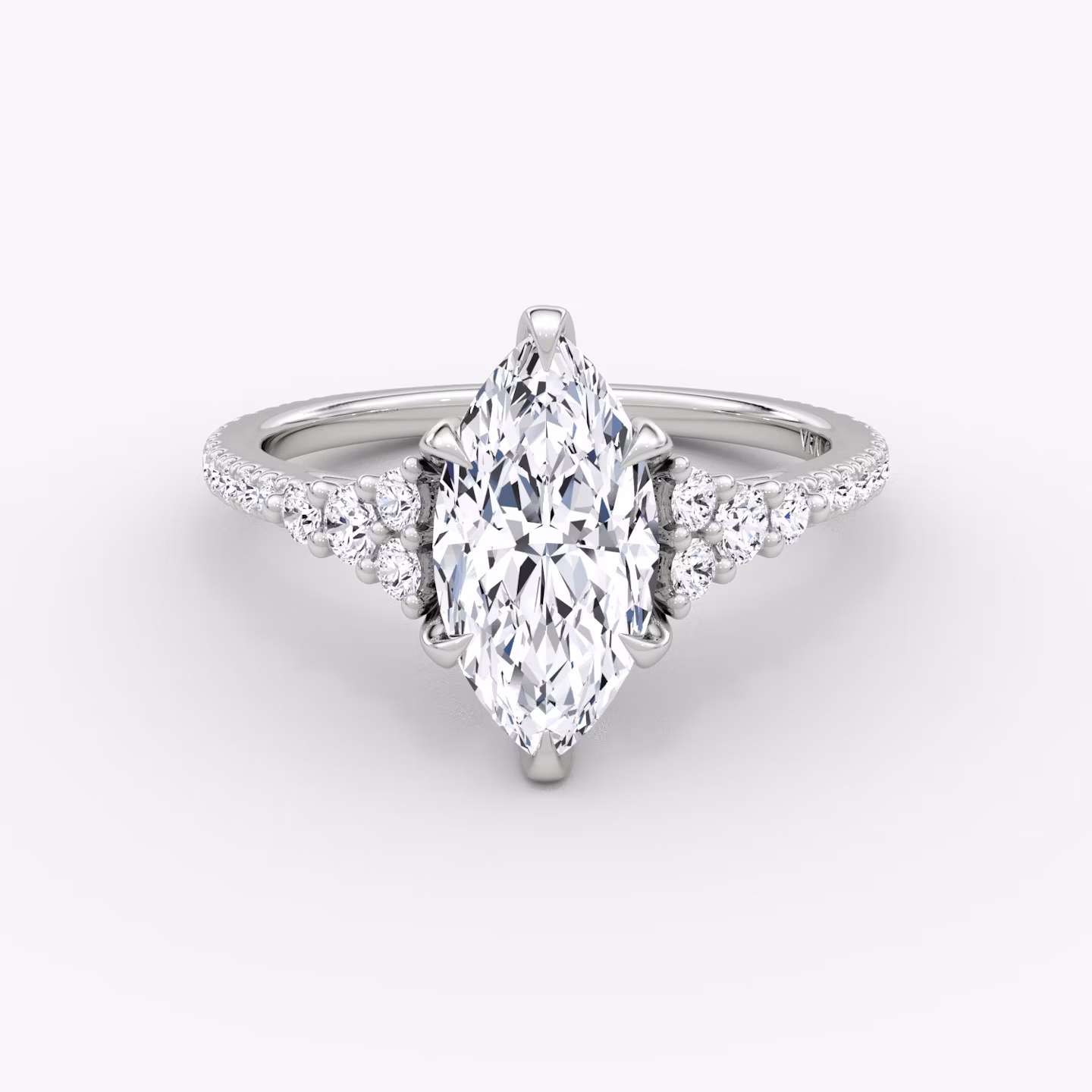 The Round Cluster Heirloom | Marquise | 18k | White Gold | bandAccent: Pavé | diamondOrientation: vertical | caratWeight: other