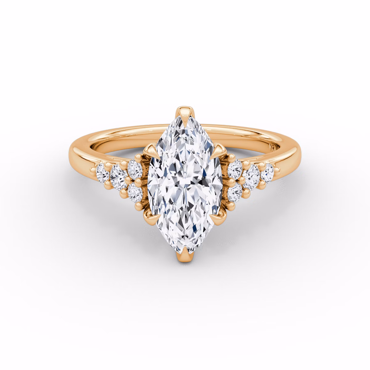 Anillo de compromiso Round Cluster Heirloom | Marquise | 14k | Oro rosa | bandAccent: Simple | diamondOrientation: vertical | caratWeight: other