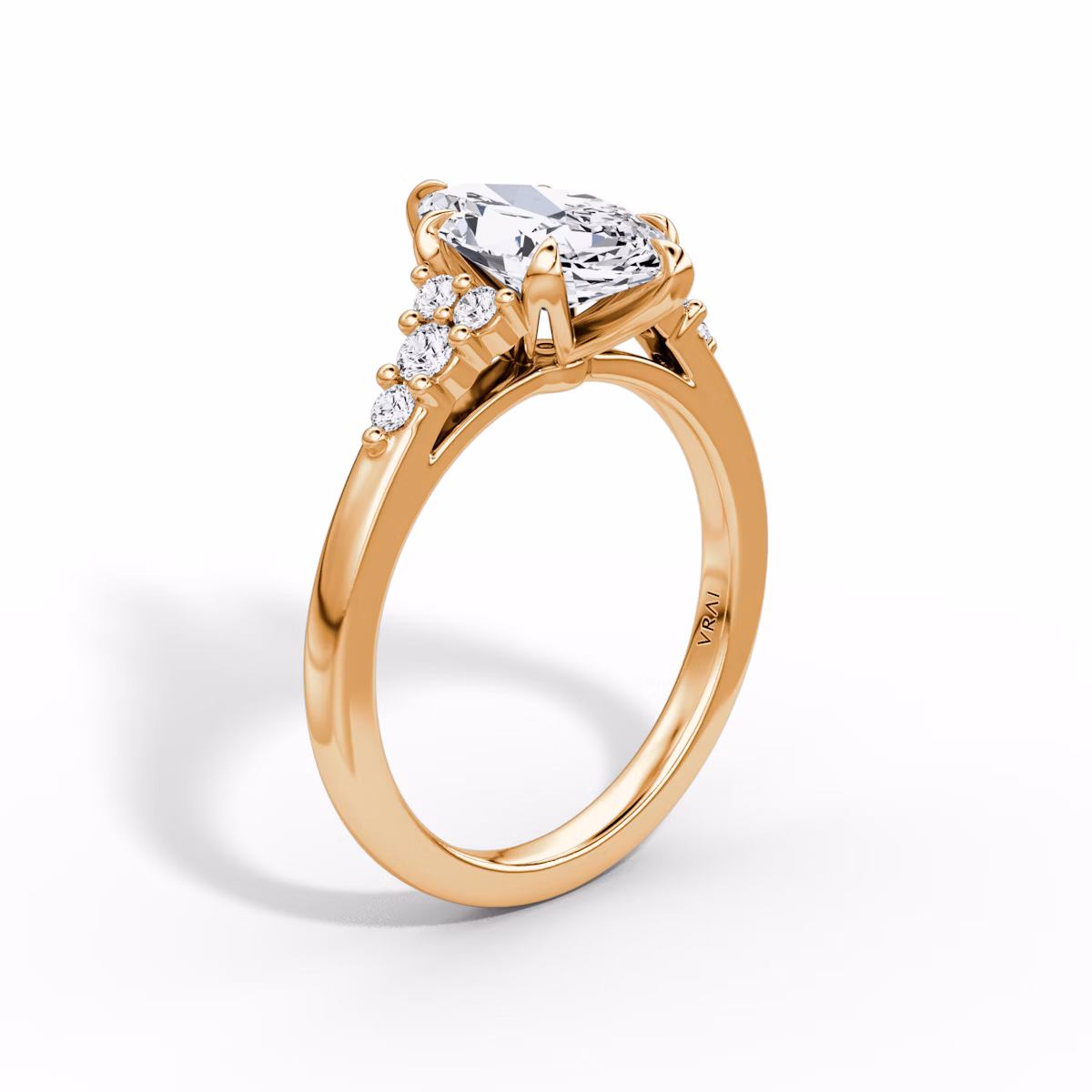 Anillo de compromiso Round Cluster Heirloom | Marquise | 14k | Oro rosa | bandAccent: Simple | diamondOrientation: vertical | caratWeight: other