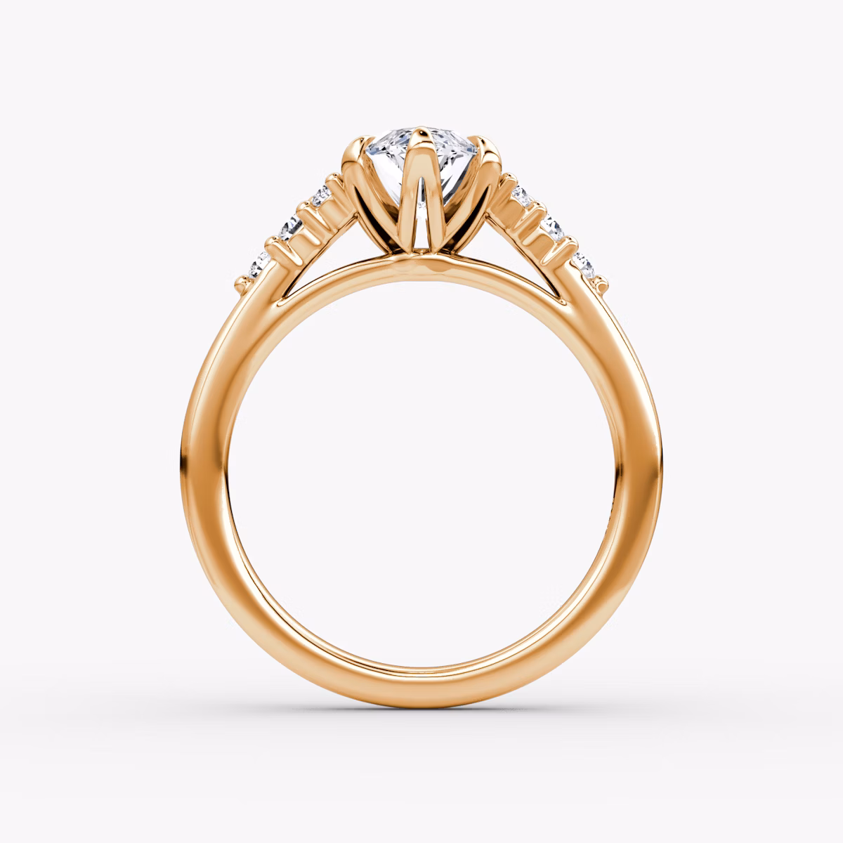 Anillo de compromiso Round Cluster Heirloom | Marquise | 14k | Oro rosa | bandAccent: Simple | diamondOrientation: vertical | caratWeight: other