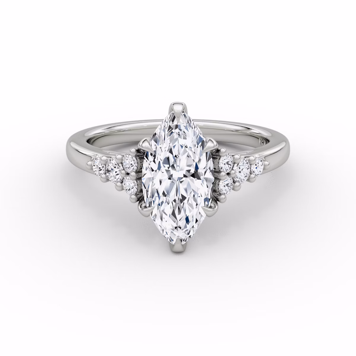 The Round Cluster Heirloom | Marquise | Platinum | bandAccent: Plain | diamondOrientation: vertical | caratWeight: other