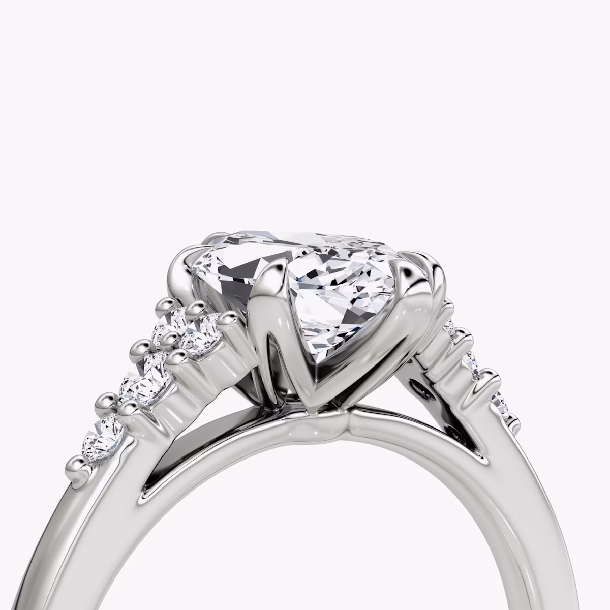 The Round Cluster Heirloom | Marquise | 18k | White Gold | bandAccent: Plain | diamondOrientation: vertical | caratWeight: other
