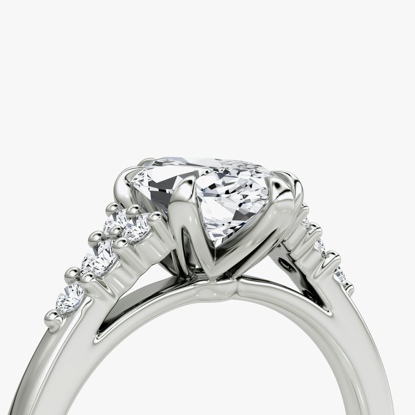 The Round Cluster Heirloom | Marquise | 18k | White Gold | bandAccent: Plain | diamondOrientation: vertical | caratWeight: other
