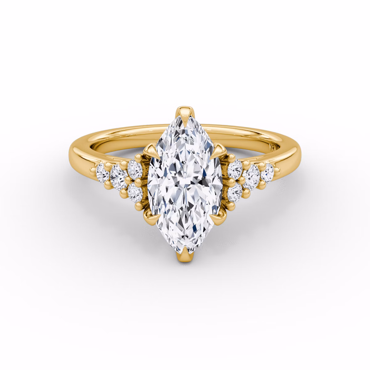 The Round Cluster Heirloom | Marquise | 18k | Yellow Gold | bandAccent: Plain | diamondOrientation: vertical | caratWeight: other