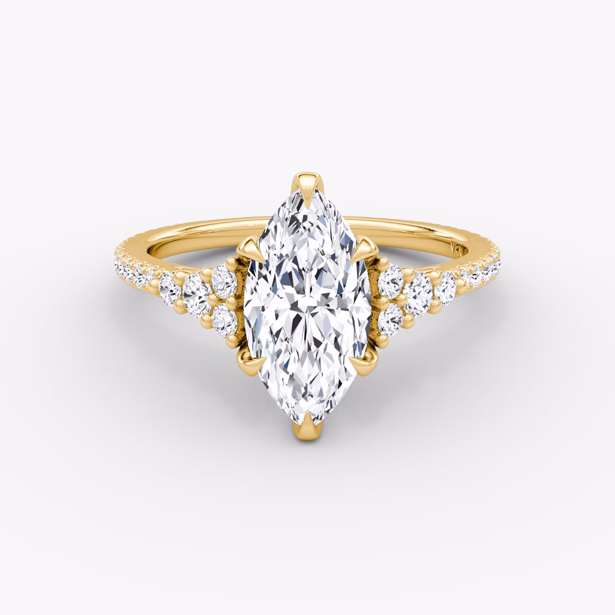 The Round Cluster Heirloom | Marquise | 18k | Yellow Gold | bandAccent: Pavé | diamondOrientation: vertical | caratWeight: other
