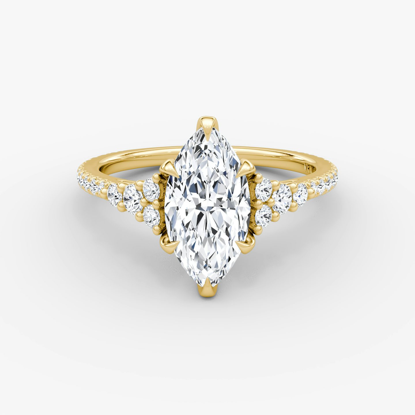 The Round Cluster Heirloom | Marquise | 18k | Yellow Gold | bandAccent: Pavé | diamondOrientation: vertical | caratWeight: other