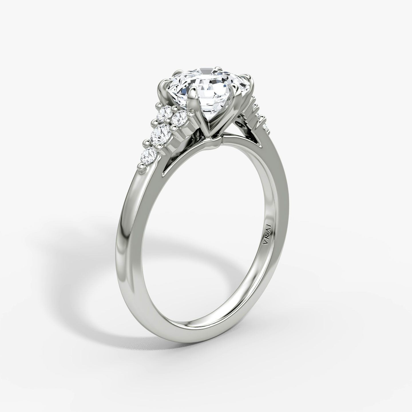 The Round Cluster Heirloom | Asscher | 18k | White Gold | bandAccent: Plain | diamondOrientation: vertical | caratWeight: other