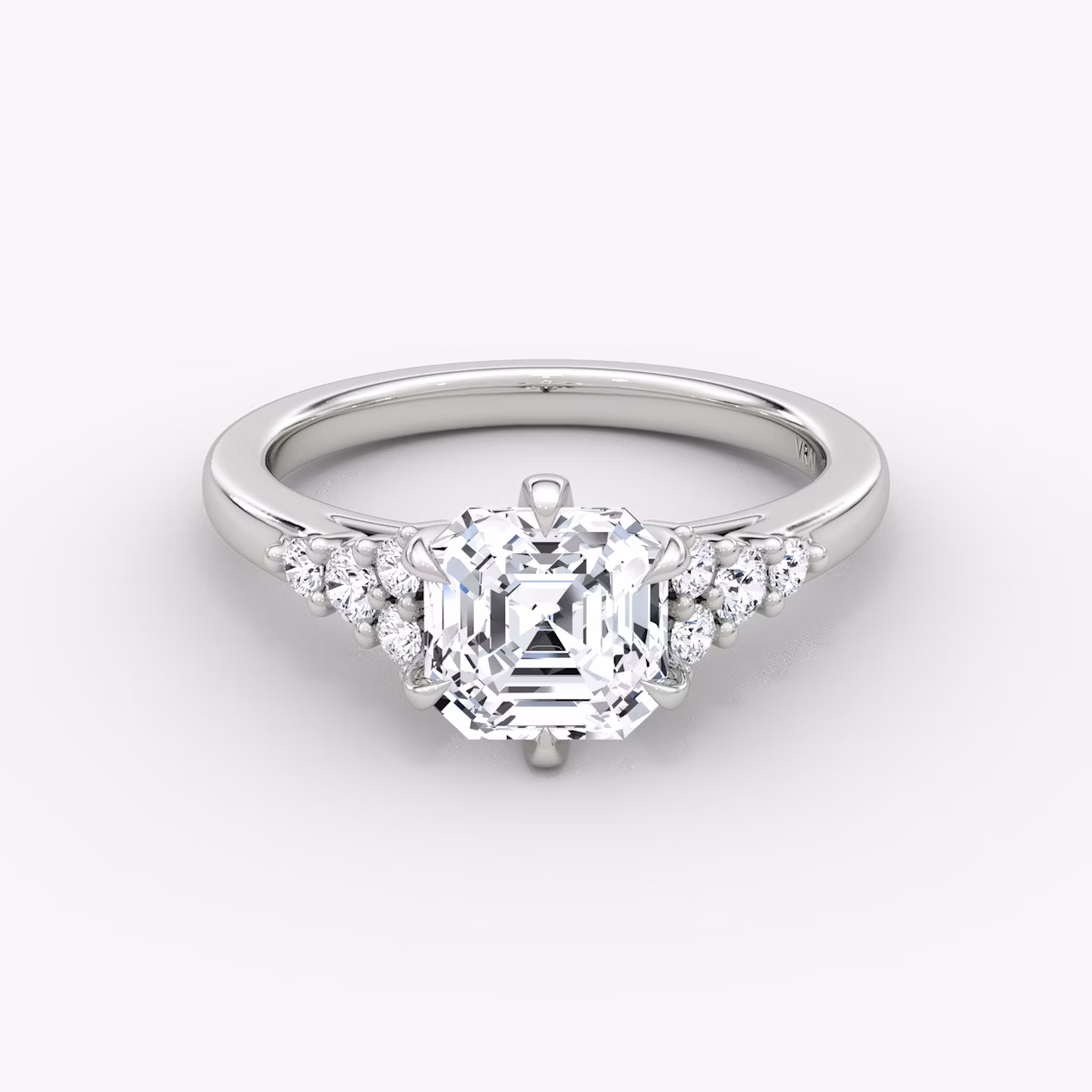 The Round Cluster Heirloom | Asscher | 18k | White Gold | bandAccent: Plain | diamondOrientation: vertical | caratWeight: other