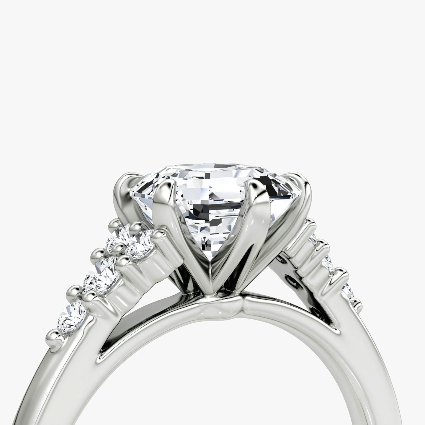 The Round Cluster Heirloom | Asscher | 18k | White Gold | bandAccent: Plain | diamondOrientation: vertical | caratWeight: other