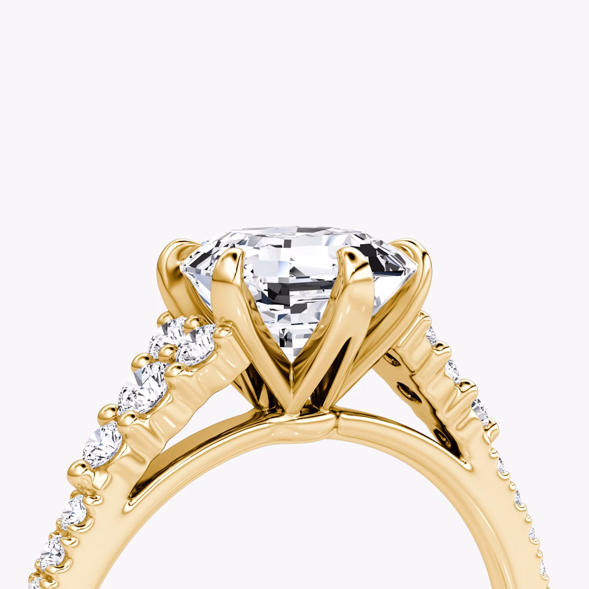 The Round Cluster Heirloom | Asscher | 18k | Yellow Gold | bandAccent: Pavé | diamondOrientation: vertical | caratWeight: other
