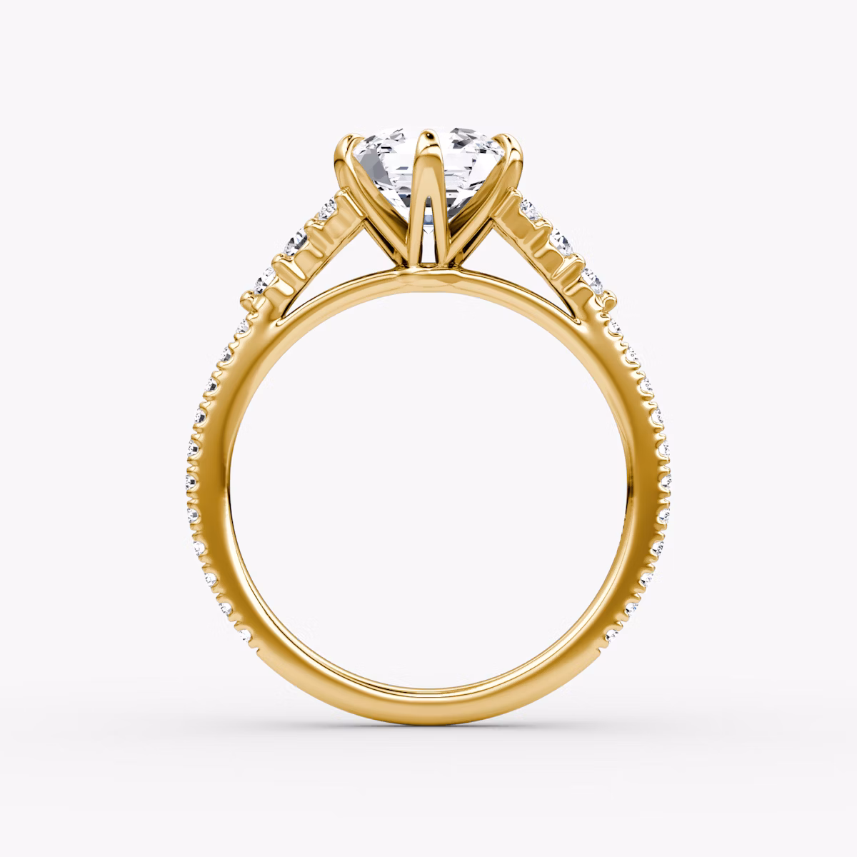 The Round Cluster Heirloom | Asscher | 18k | Yellow Gold | bandAccent: Pavé | diamondOrientation: vertical | caratWeight: other
