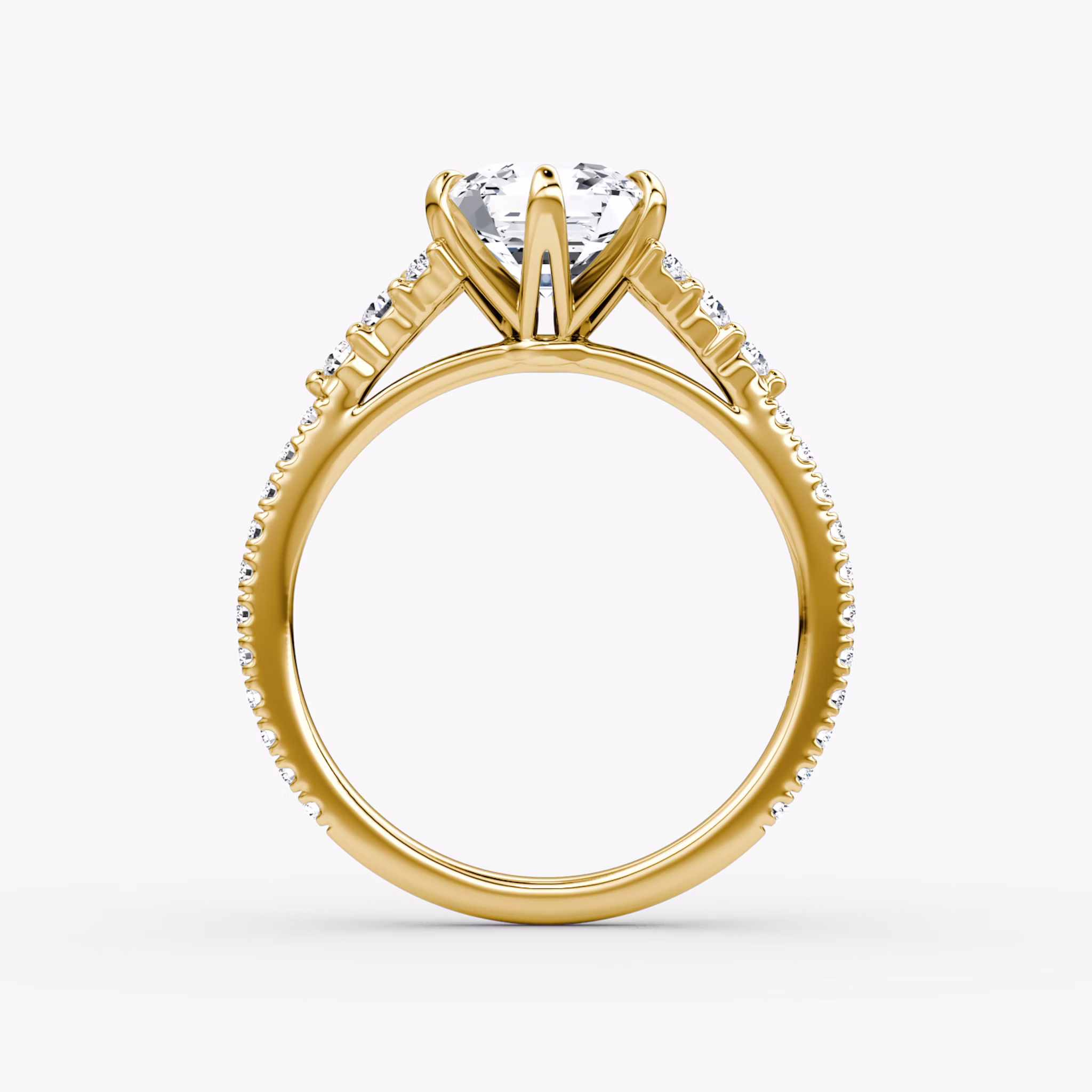 Anillo de compromiso Round Cluster Heirloom | Asscher | 18k | Oro amarillo | bandAccent: Pavé | diamondOrientation: vertical | caratWeight: other