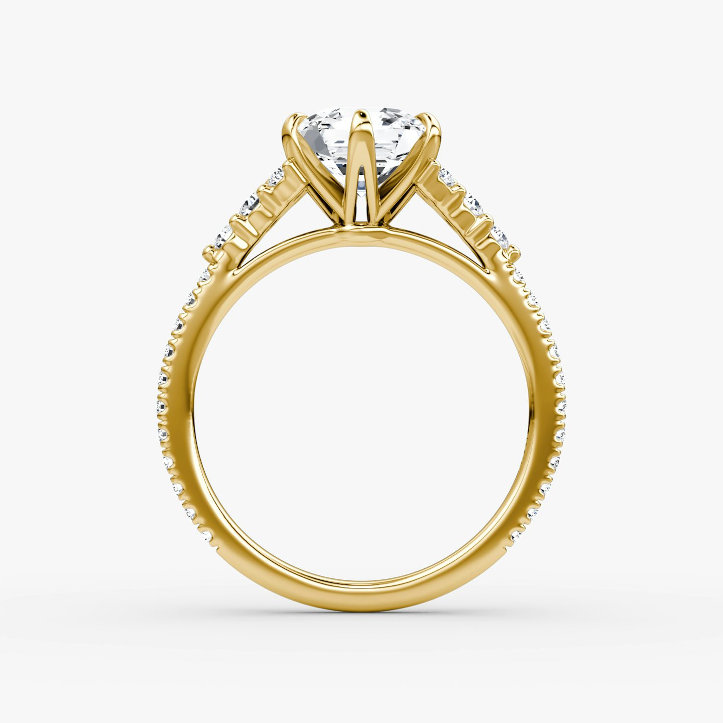 The Round Cluster Heirloom | Asscher | 18k | Yellow Gold | bandAccent: Pavé | diamondOrientation: vertical | caratWeight: other