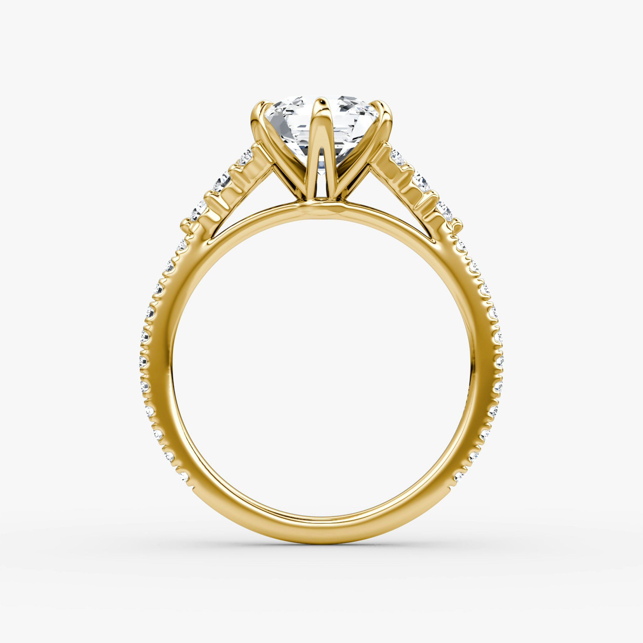 Anillo de compromiso Round Cluster Heirloom | Asscher | 18k | Oro amarillo | bandAccent: Pavé | diamondOrientation: vertical | caratWeight: other