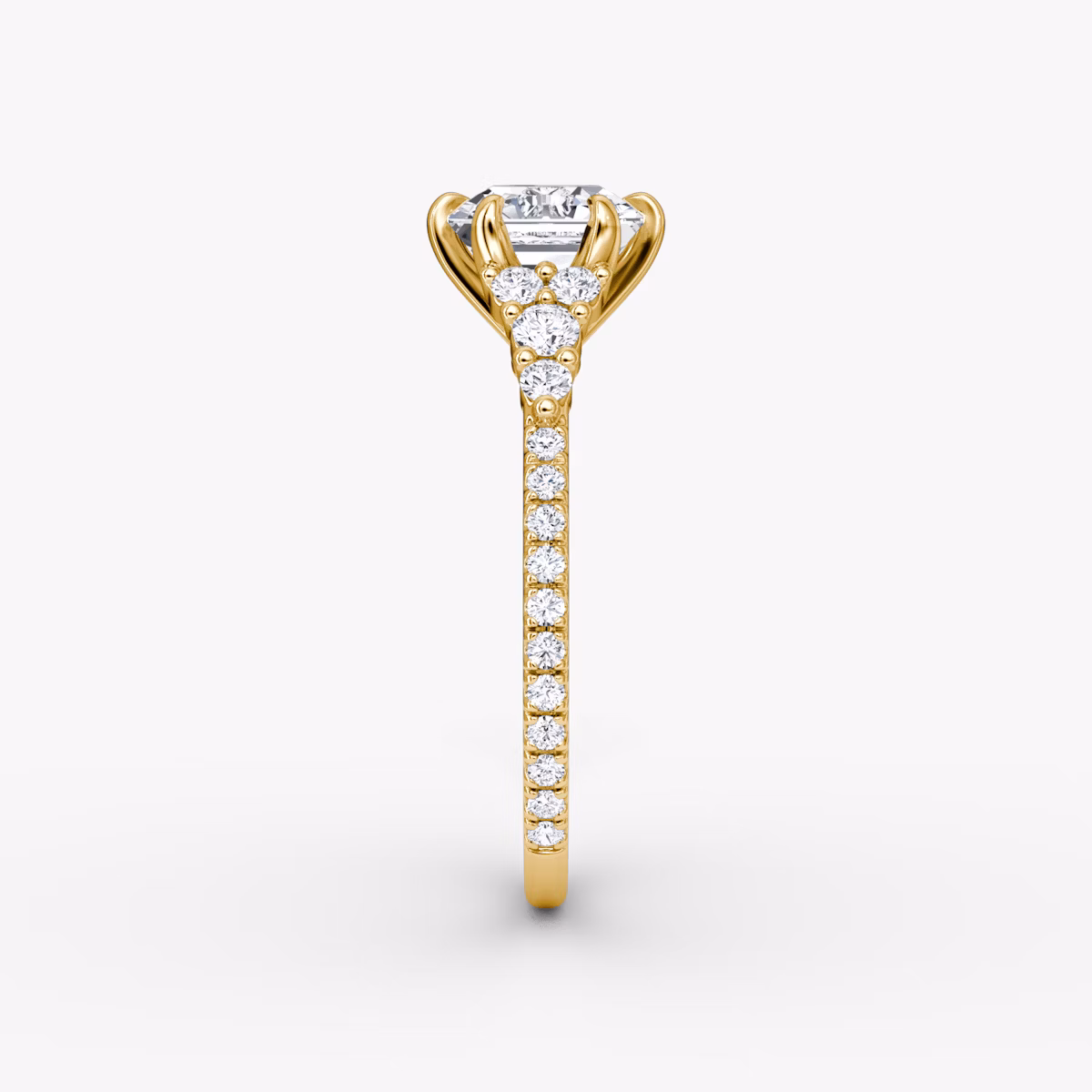 The Round Cluster Heirloom | Asscher | 18k | Yellow Gold | bandAccent: Pavé | diamondOrientation: vertical | caratWeight: other