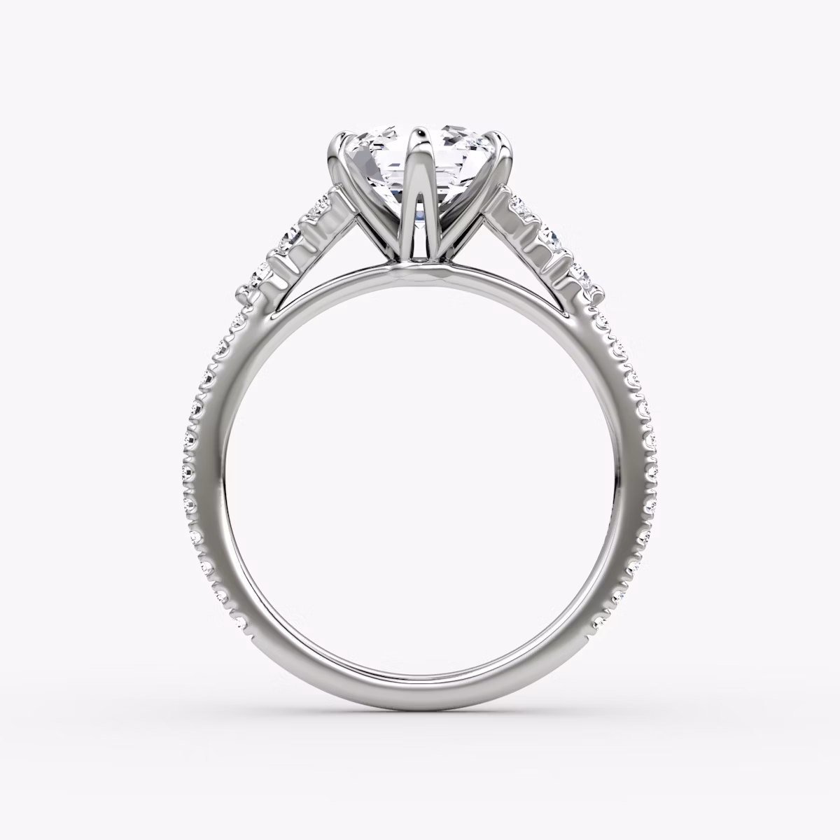 Anillo de compromiso Round Cluster Heirloom | Asscher | Platino | bandAccent: Pavé | diamondOrientation: vertical | caratWeight: other