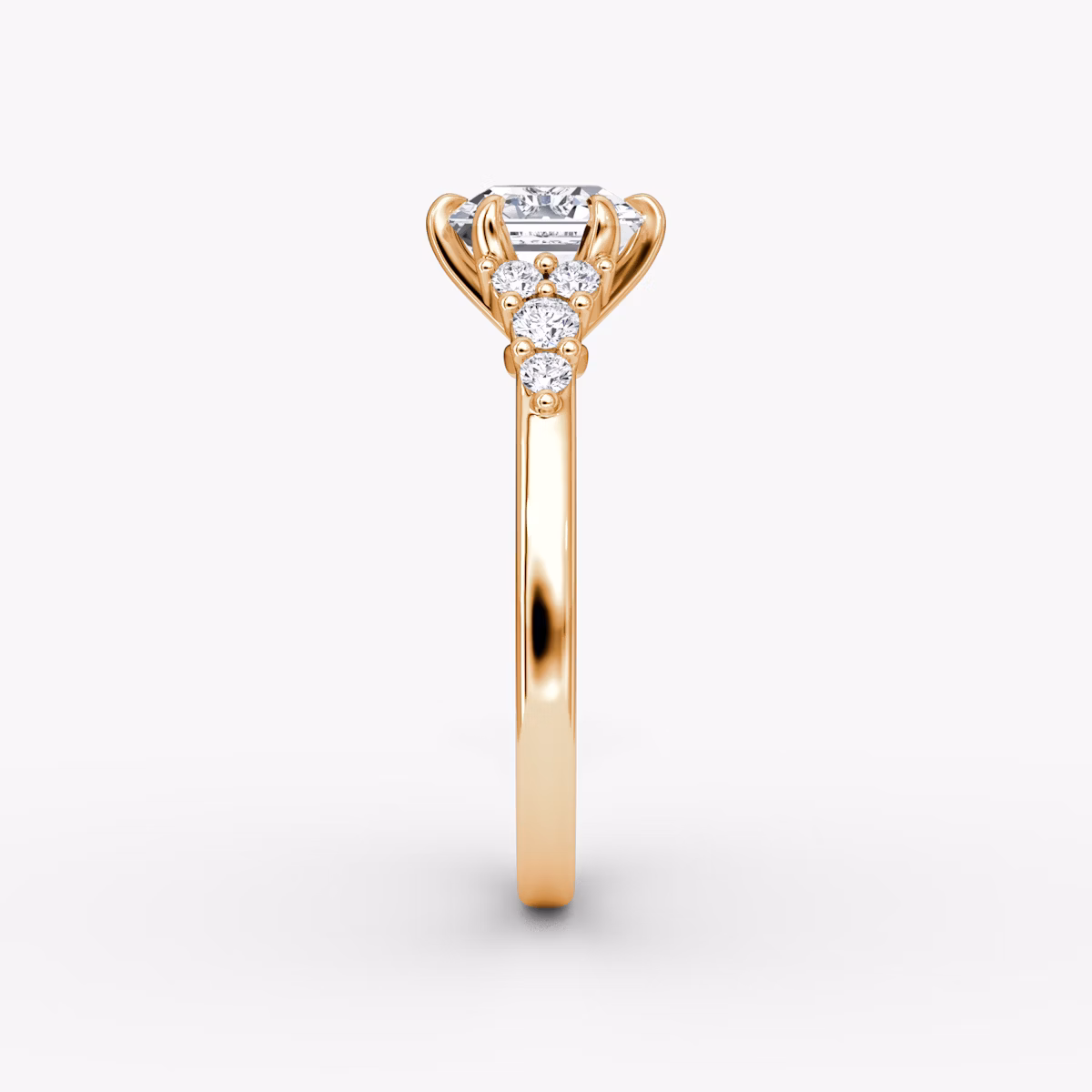 The Round Cluster Heirloom | Asscher | 14k | Rose Gold | bandAccent: Plain | diamondOrientation: vertical | caratWeight: other