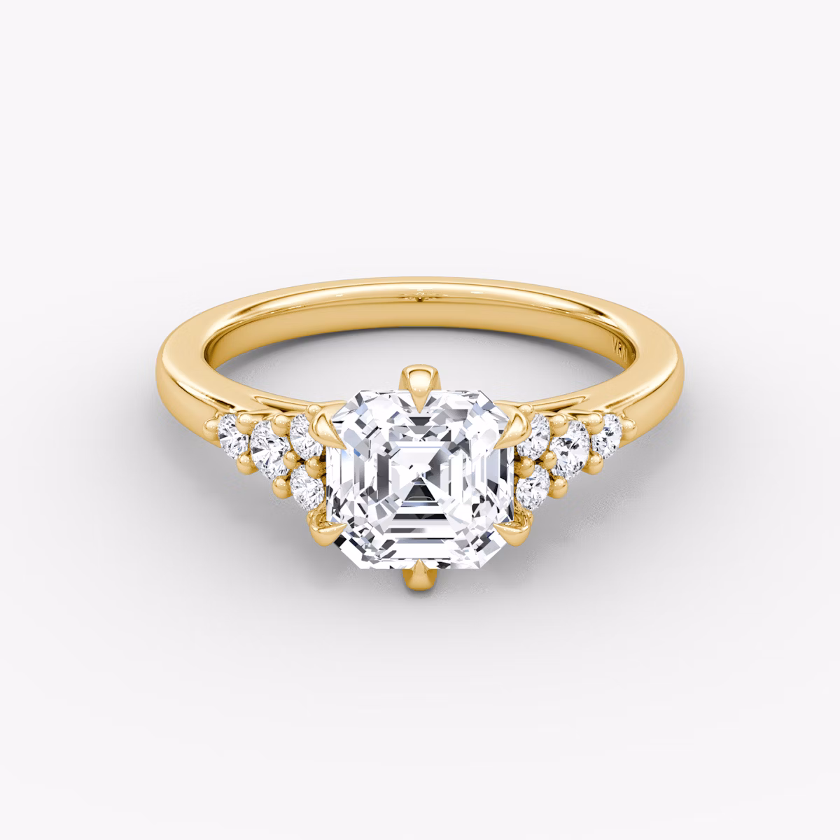 The Round Cluster Heirloom | Asscher | 18k | Yellow Gold | bandAccent: Plain | diamondOrientation: vertical | caratWeight: other
