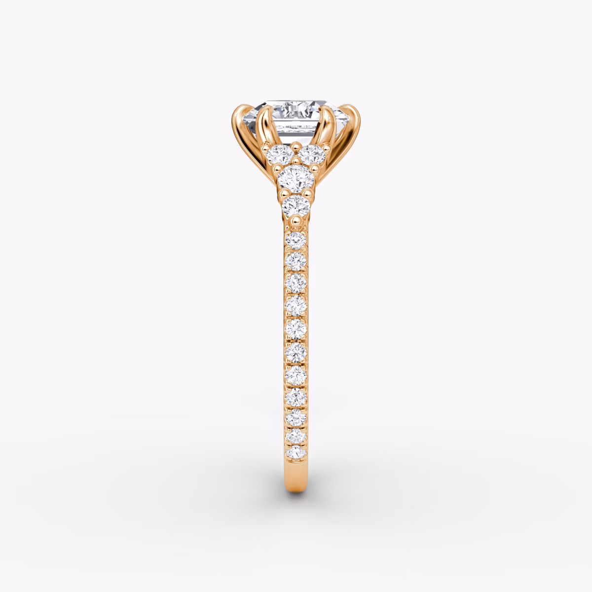 The Round Cluster Heirloom | Asscher | 14k | Rose Gold | bandAccent: Pavé | diamondOrientation: vertical | caratWeight: other