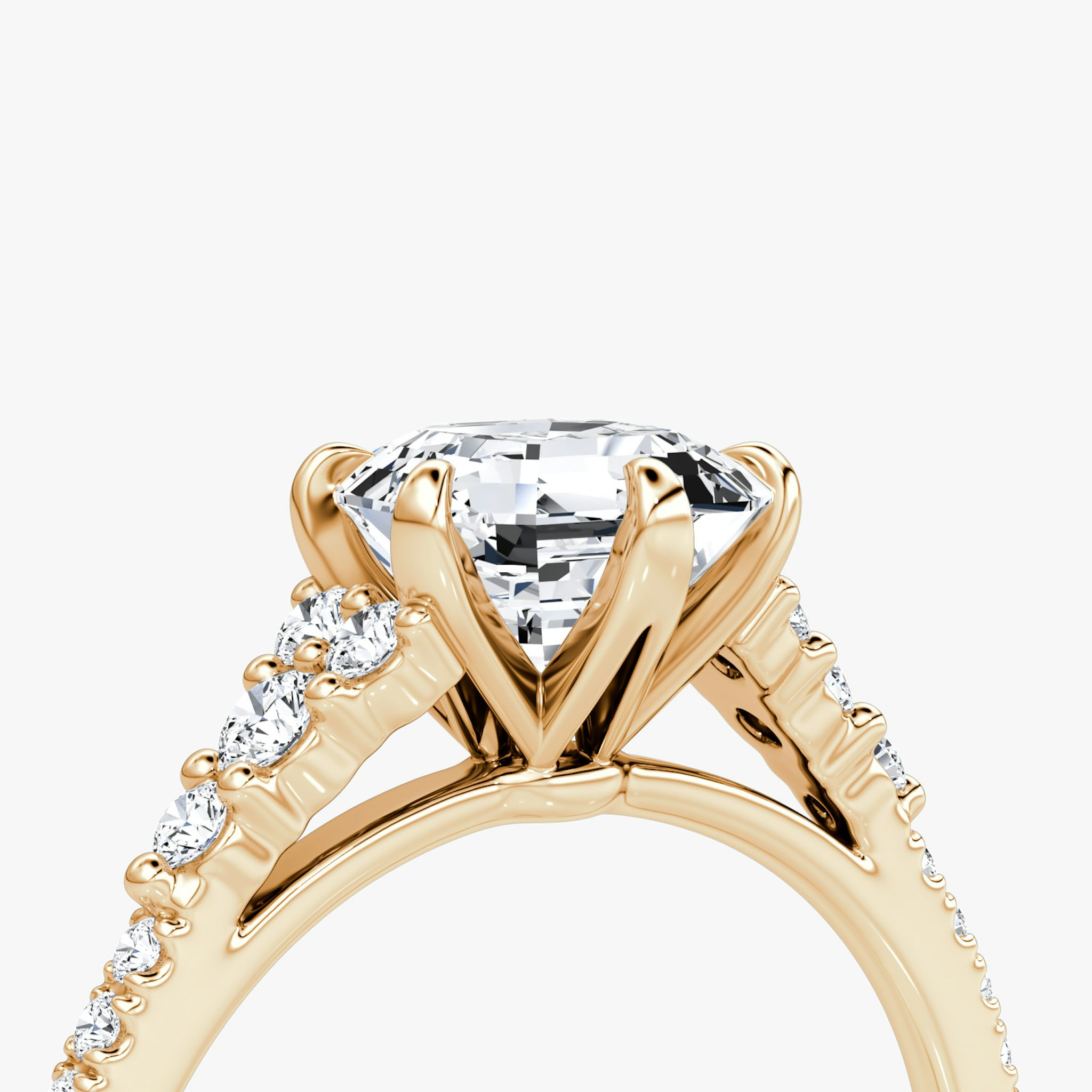The Round Cluster Heirloom | Asscher | 14k | Rose Gold | bandAccent: Pavé | diamondOrientation: vertical | caratWeight: other