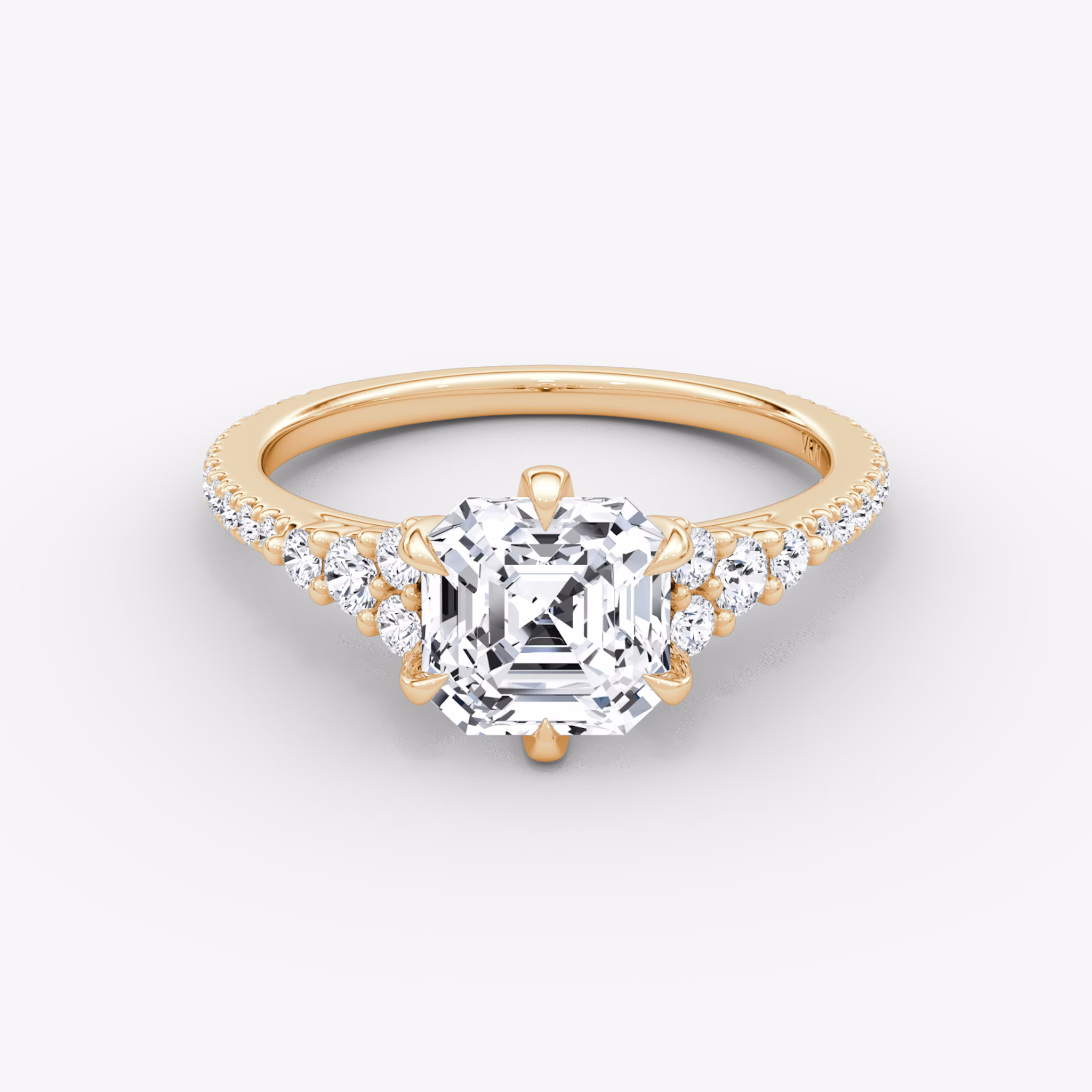 The Round Cluster Heirloom | Asscher | 14k | Rose Gold | bandAccent: Pavé | diamondOrientation: vertical | caratWeight: other