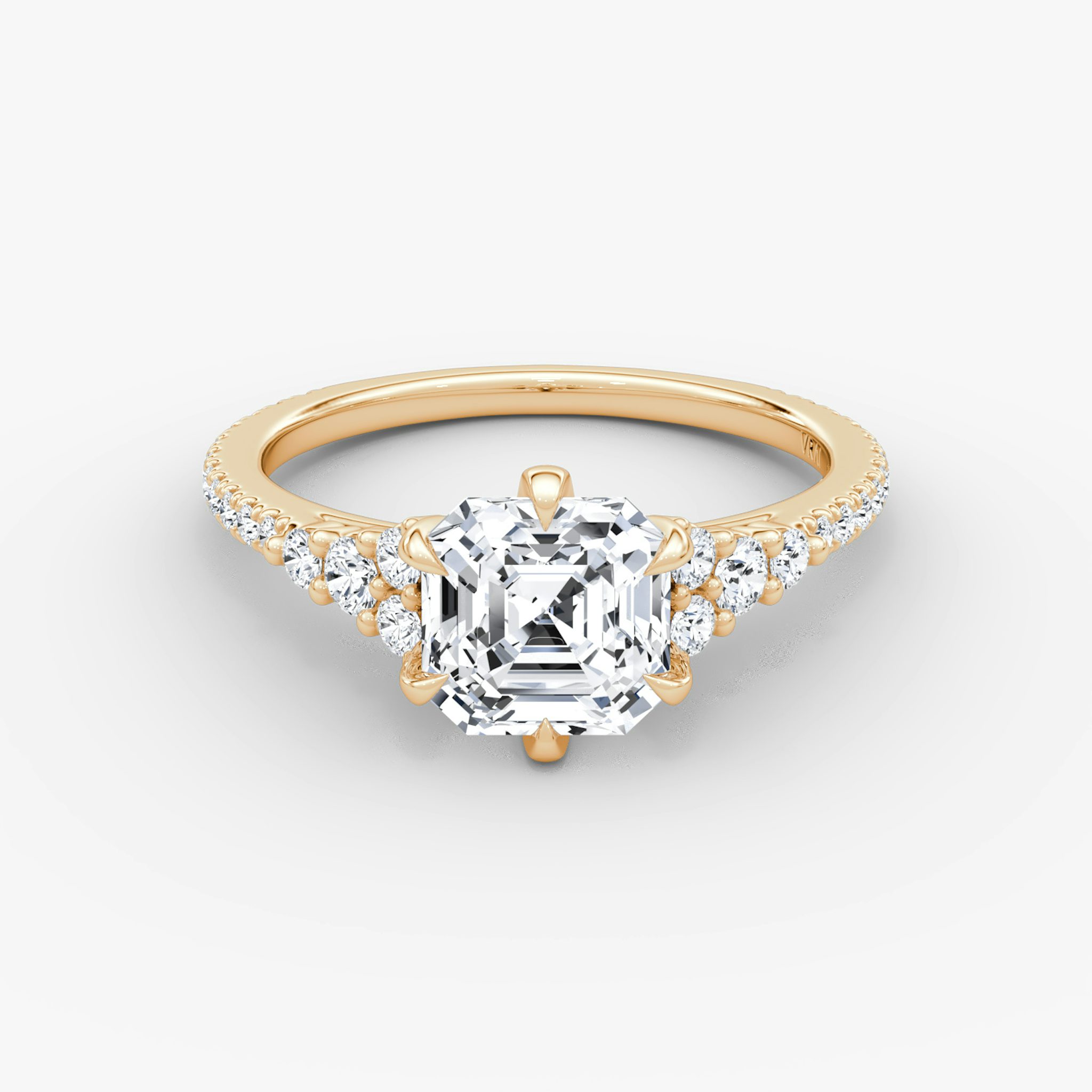The Round Cluster Heirloom | Asscher | 14k | Rose Gold | bandAccent: Pavé | diamondOrientation: vertical | caratWeight: other