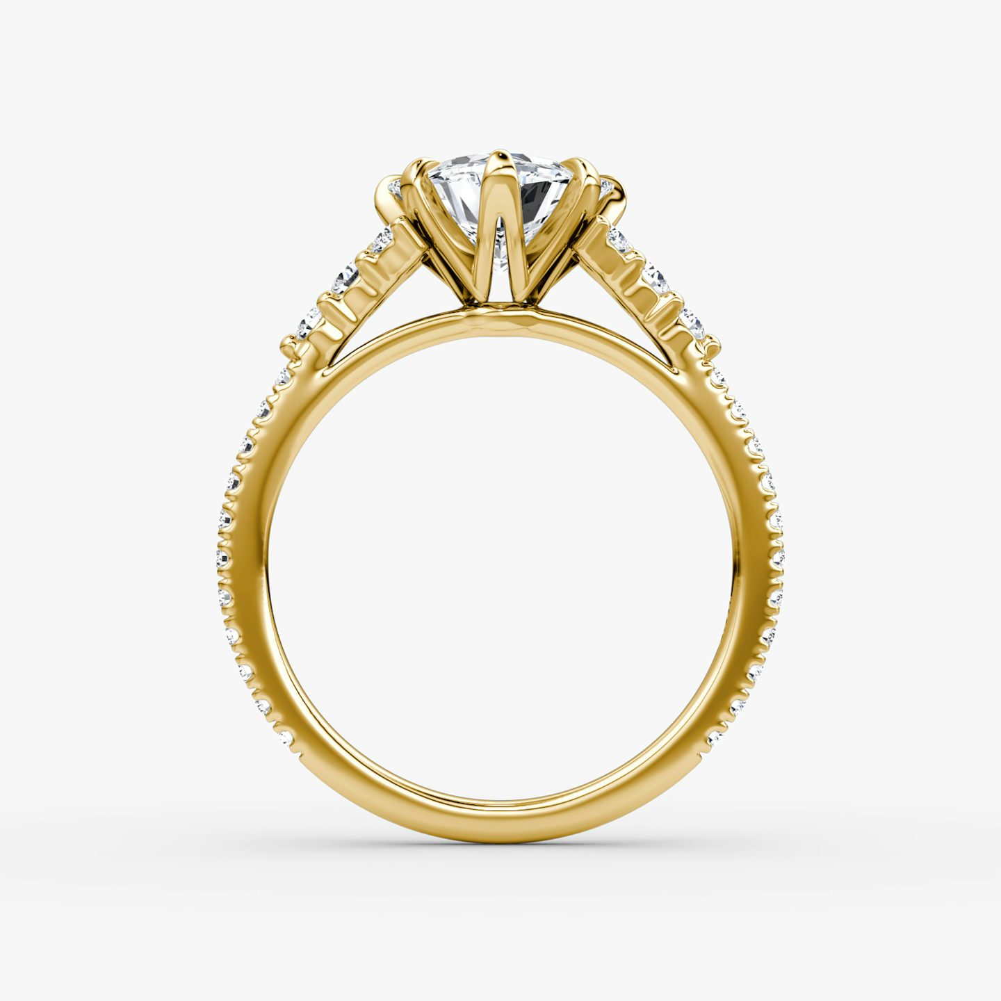 The Round Cluster Heirloom | Trillion | 18k | Yellow Gold | bandAccent: Pavé | diamondOrientation: vertical | caratWeight: other