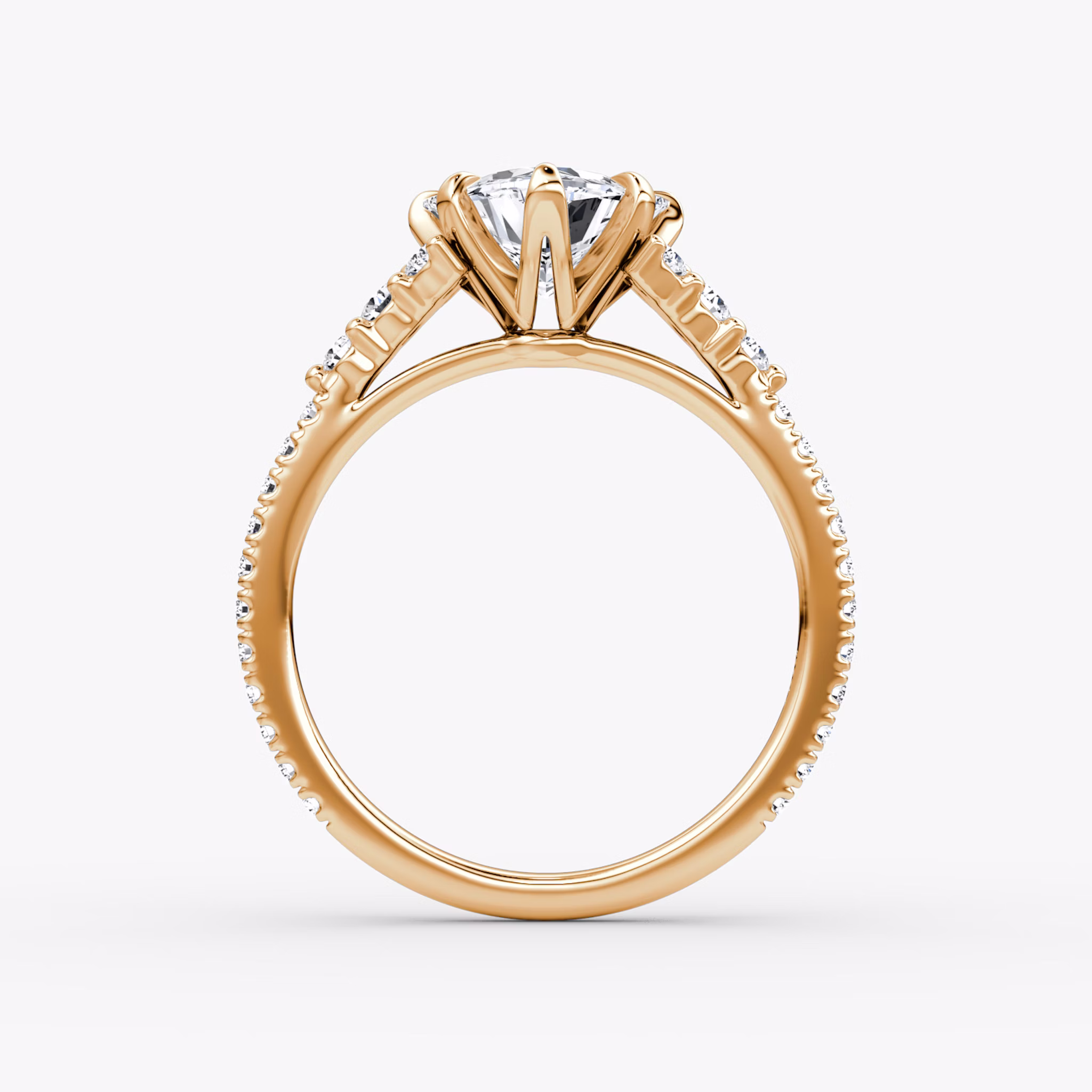 The Round Cluster Heirloom | Trillant | 14k | Roségold | bandAccent: Mit Pavé-Besatz | diamondOrientation: vertical | caratWeight: other