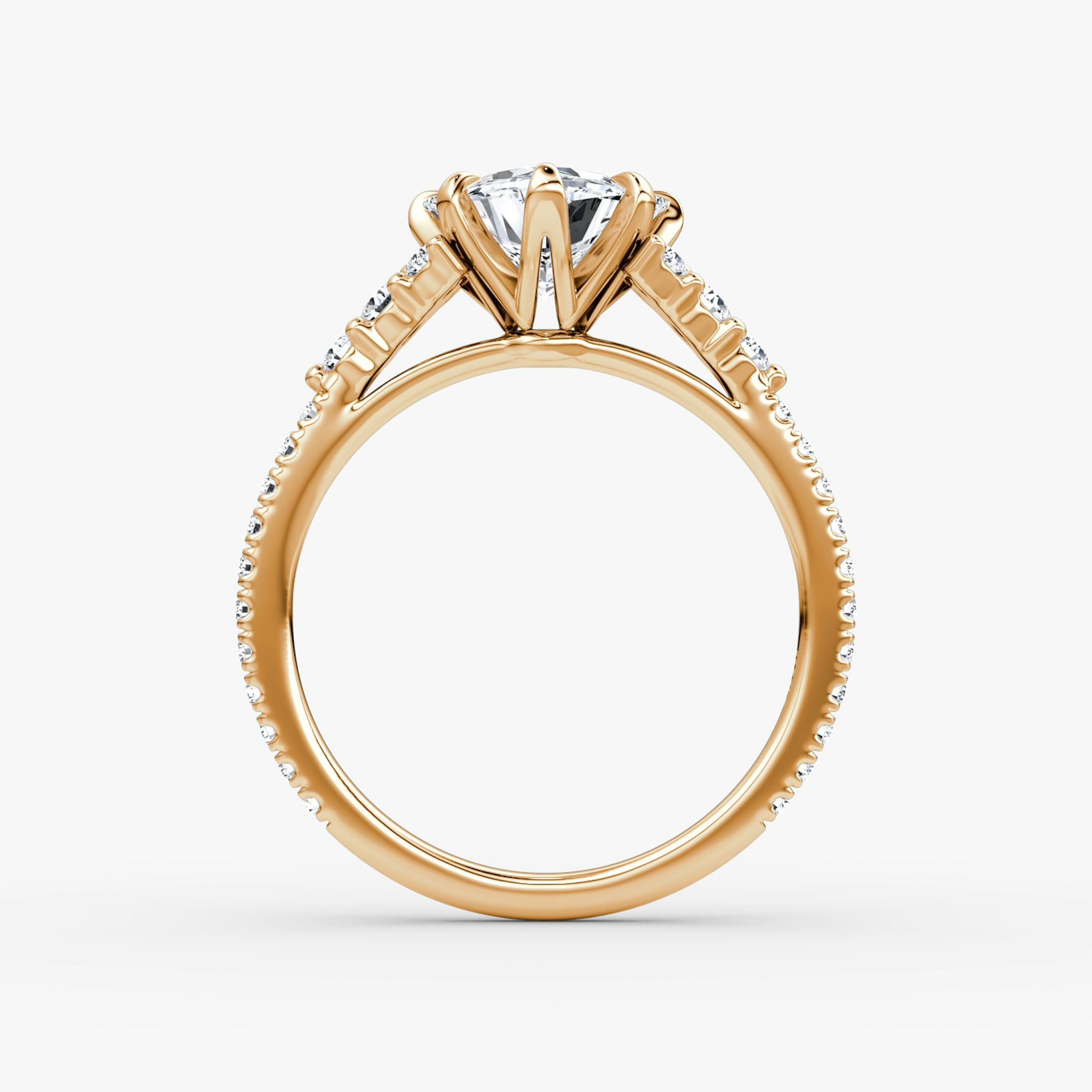 The Round Cluster Heirloom | Trillant | 14k | Roségold | bandAccent: Mit Pavé-Besatz | diamondOrientation: vertical | caratWeight: other