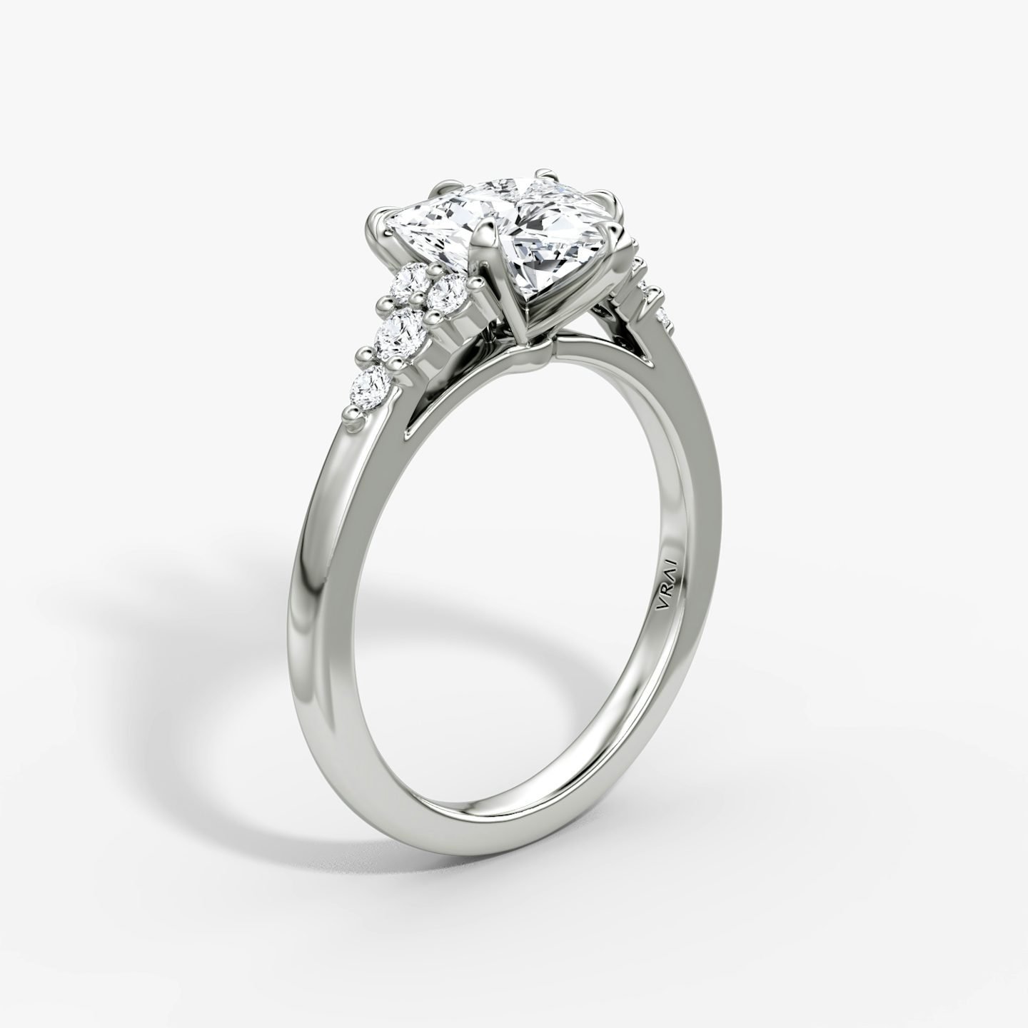 The Round Cluster Heirloom | Trillion | 18k | White Gold | bandAccent: Plain | diamondOrientation: vertical | caratWeight: other