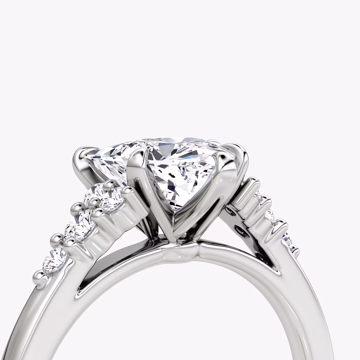 The Round Cluster Heirloom | Trillion | 18k | White Gold | bandAccent: Plain | diamondOrientation: vertical | caratWeight: other