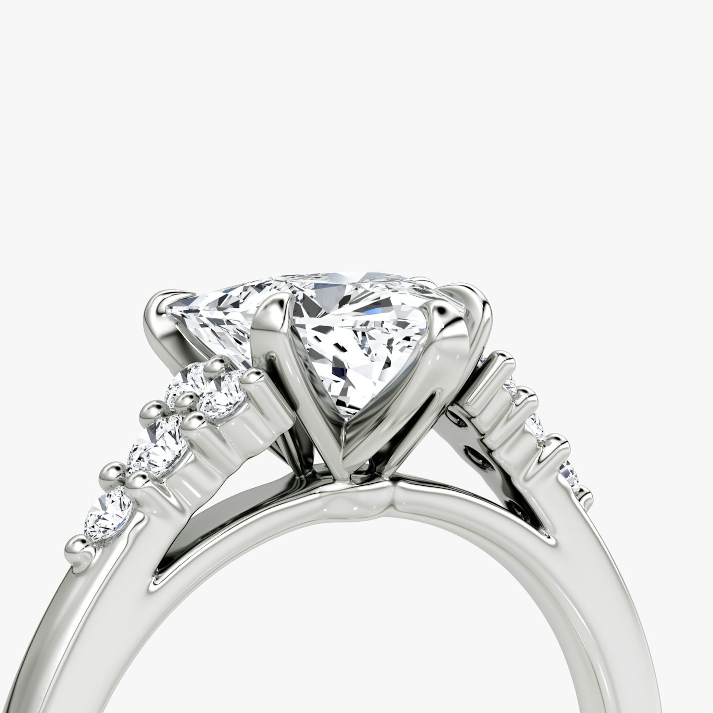 The Round Cluster Heirloom | Trillion | 18k | White Gold | bandAccent: Plain | diamondOrientation: vertical | caratWeight: other