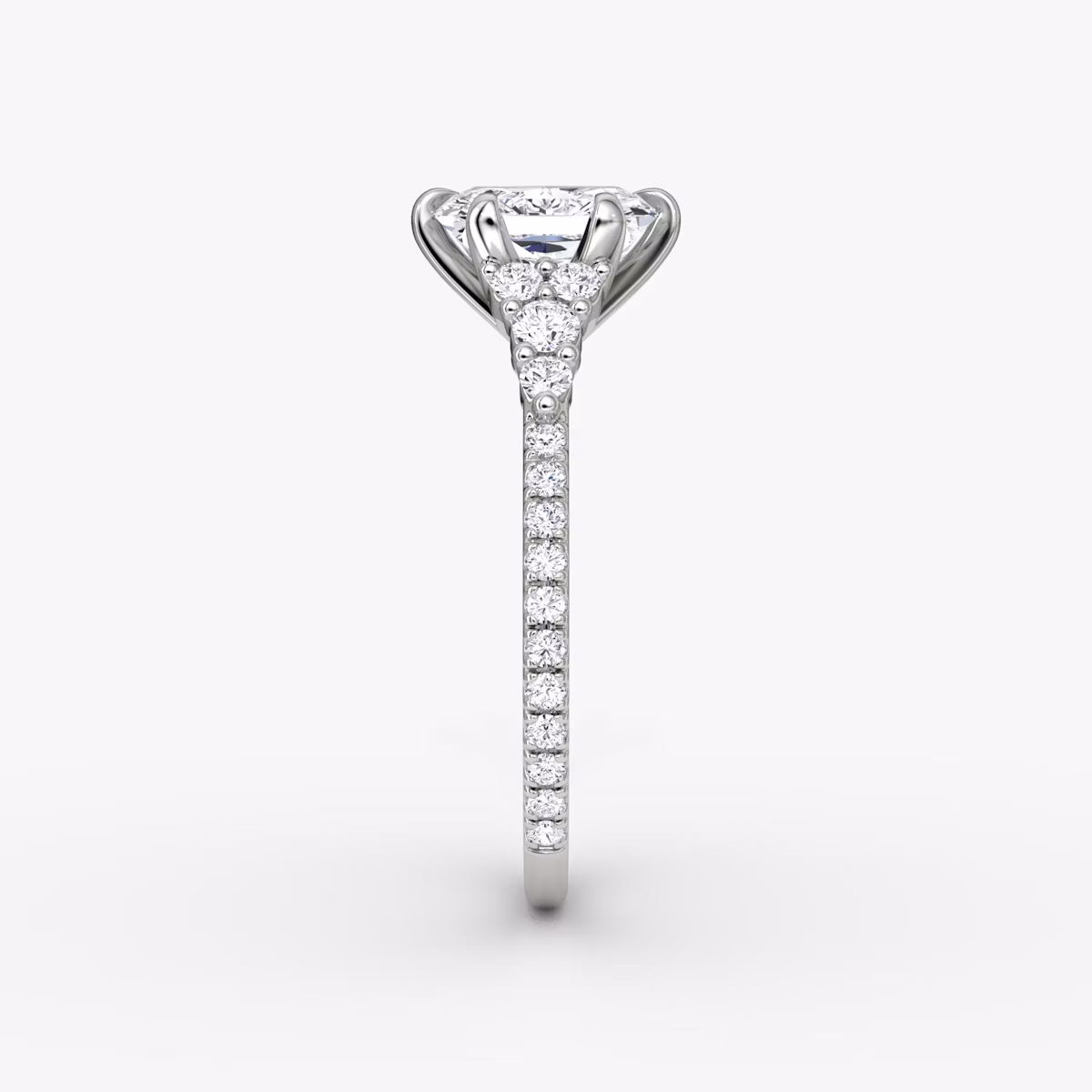 The Round Cluster Heirloom | Radiant | Platinum | bandAccent: Pavé | diamondOrientation: vertical | caratWeight: other