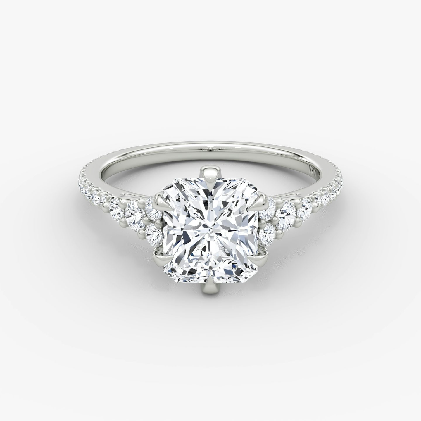 The Round Cluster Heirloom | Radiant | Platinum | bandAccent: Pavé | diamondOrientation: vertical | caratWeight: other
