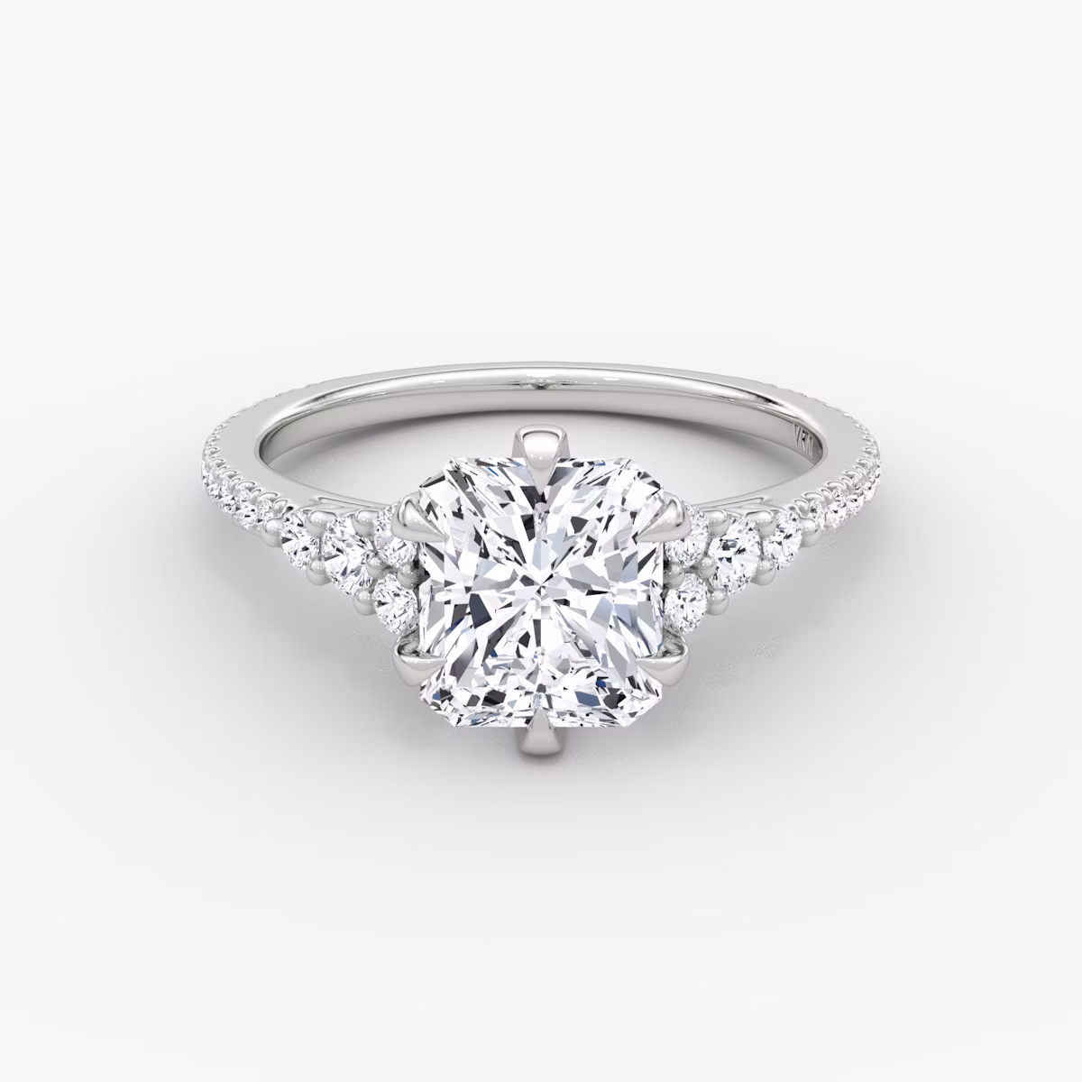 The Round Cluster Heirloom | Radiant | 18k | White Gold | bandAccent: Pavé | diamondOrientation: vertical | caratWeight: other
