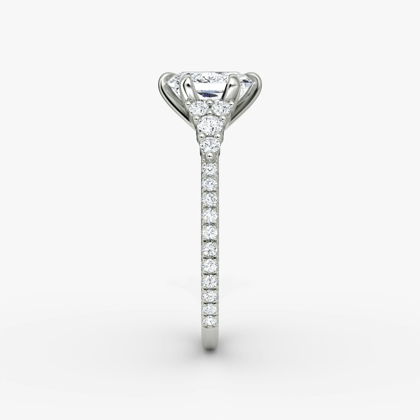 The Round Cluster Heirloom | Radiant | 18k | White Gold | bandAccent: Pavé | diamondOrientation: vertical | caratWeight: other