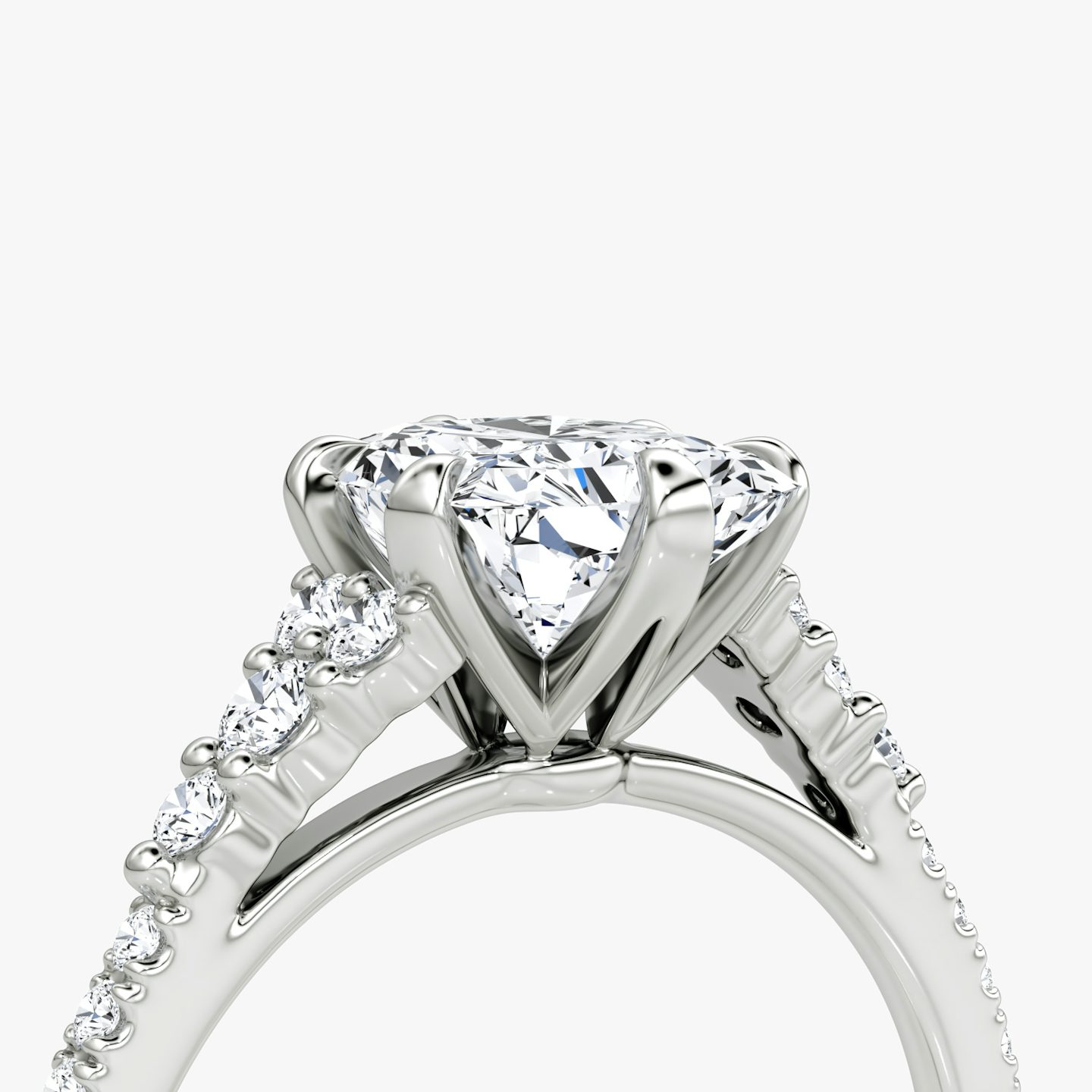 The Round Cluster Heirloom | Radiant | 18k | White Gold | bandAccent: Pavé | diamondOrientation: vertical | caratWeight: other