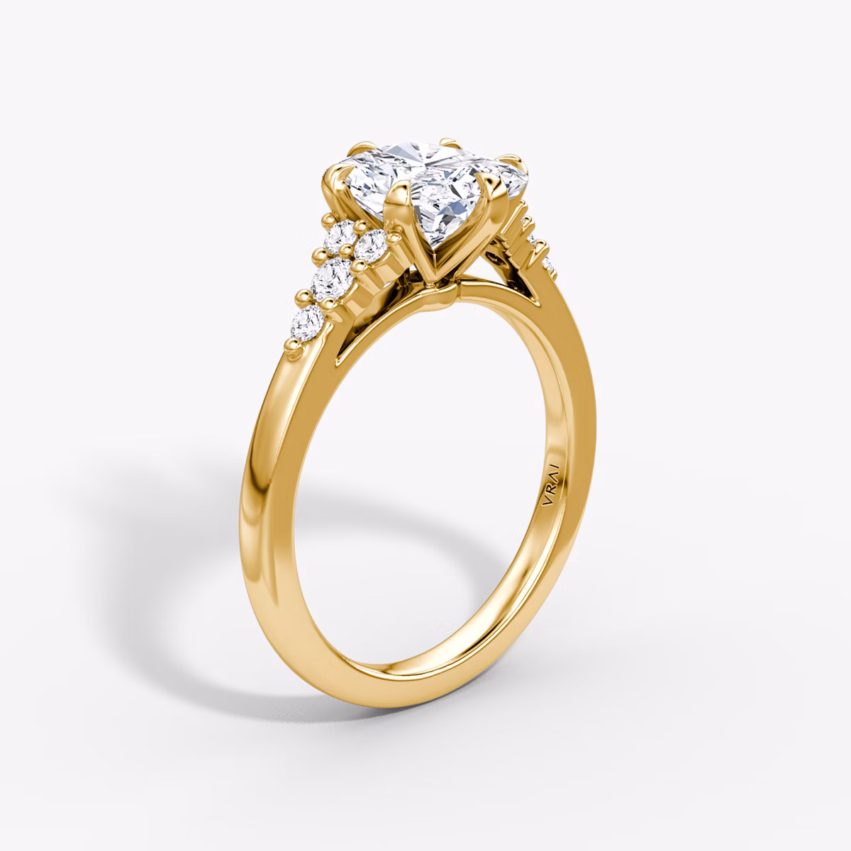 The Round Cluster Heirloom | Radiant | 18k | Yellow Gold | bandAccent: Plain | diamondOrientation: vertical | caratWeight: other