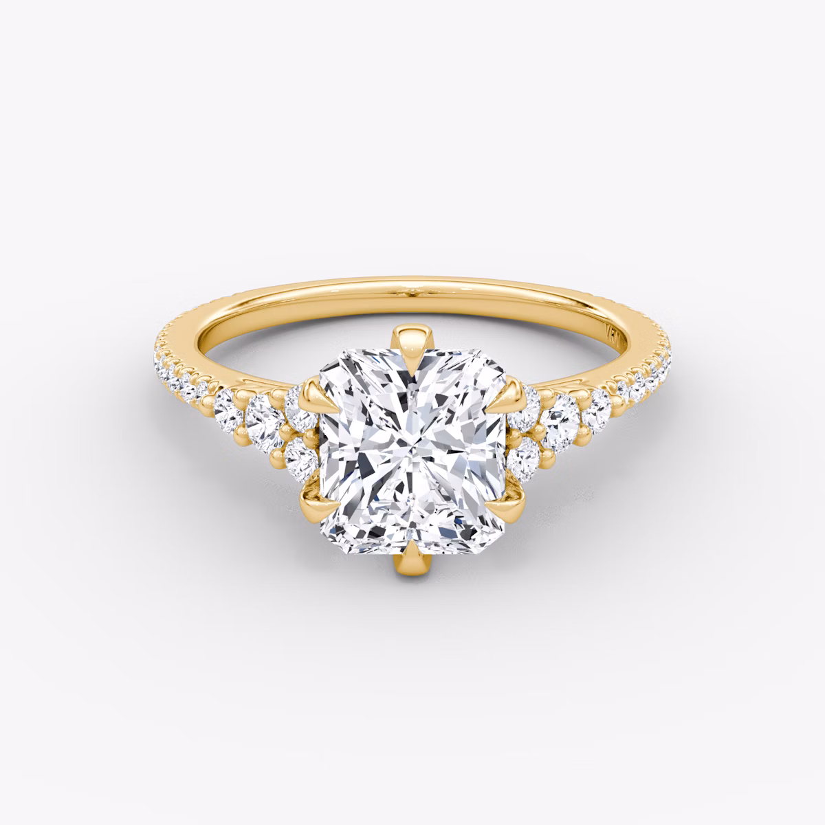 The Round Cluster Heirloom | Radiant | 18k | Yellow Gold | bandAccent: Pavé | diamondOrientation: vertical | caratWeight: other