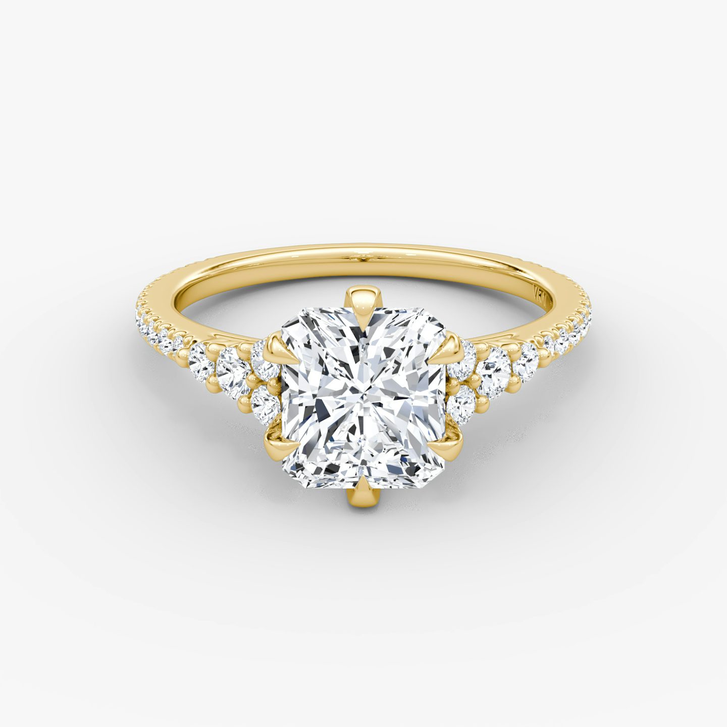 The Round Cluster Heirloom | Radiant | 18k | Yellow Gold | bandAccent: Pavé | diamondOrientation: vertical | caratWeight: other
