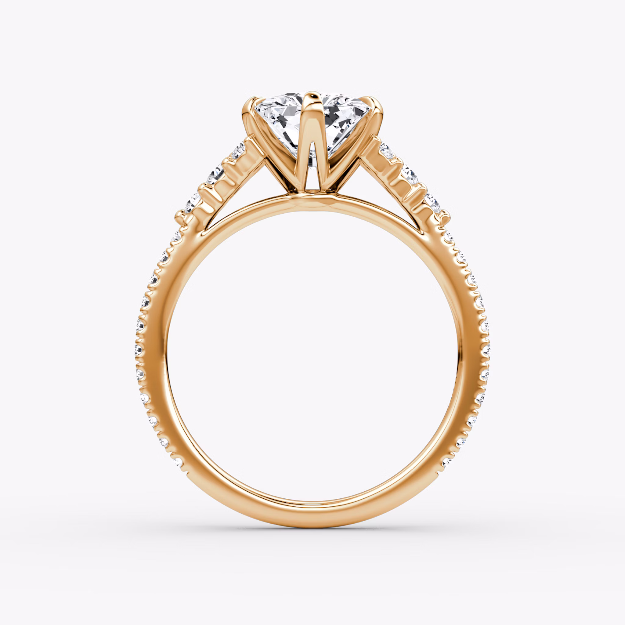 The Round Cluster Heirloom | Radiant | 14k | Roségold | bandAccent: Mit Pavé-Besatz | diamondOrientation: vertical | caratWeight: other